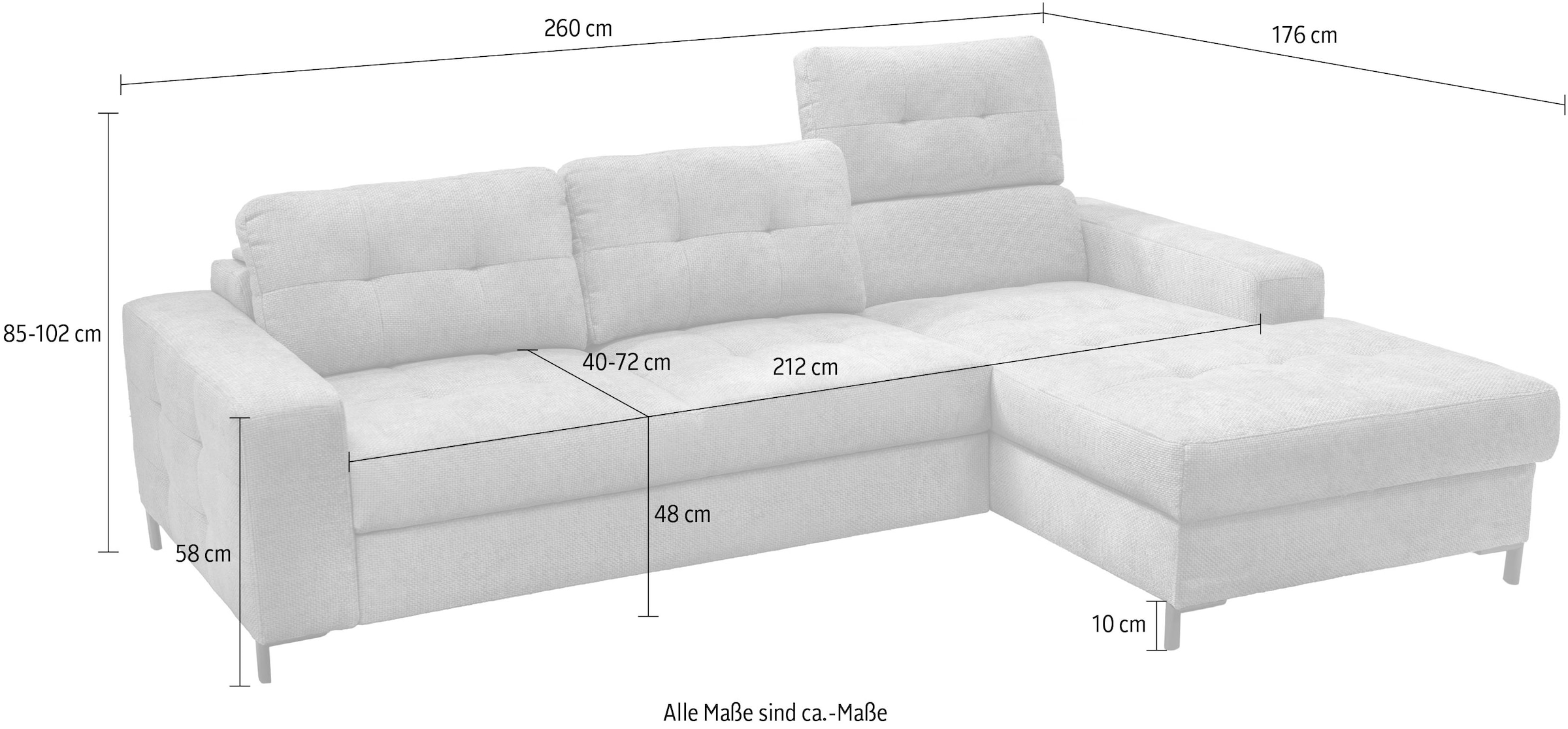 exxpo - sofa fashion Ecksofa »Bonito«, (2 St.), Sitztiefenverstellung,Höhenverstellung