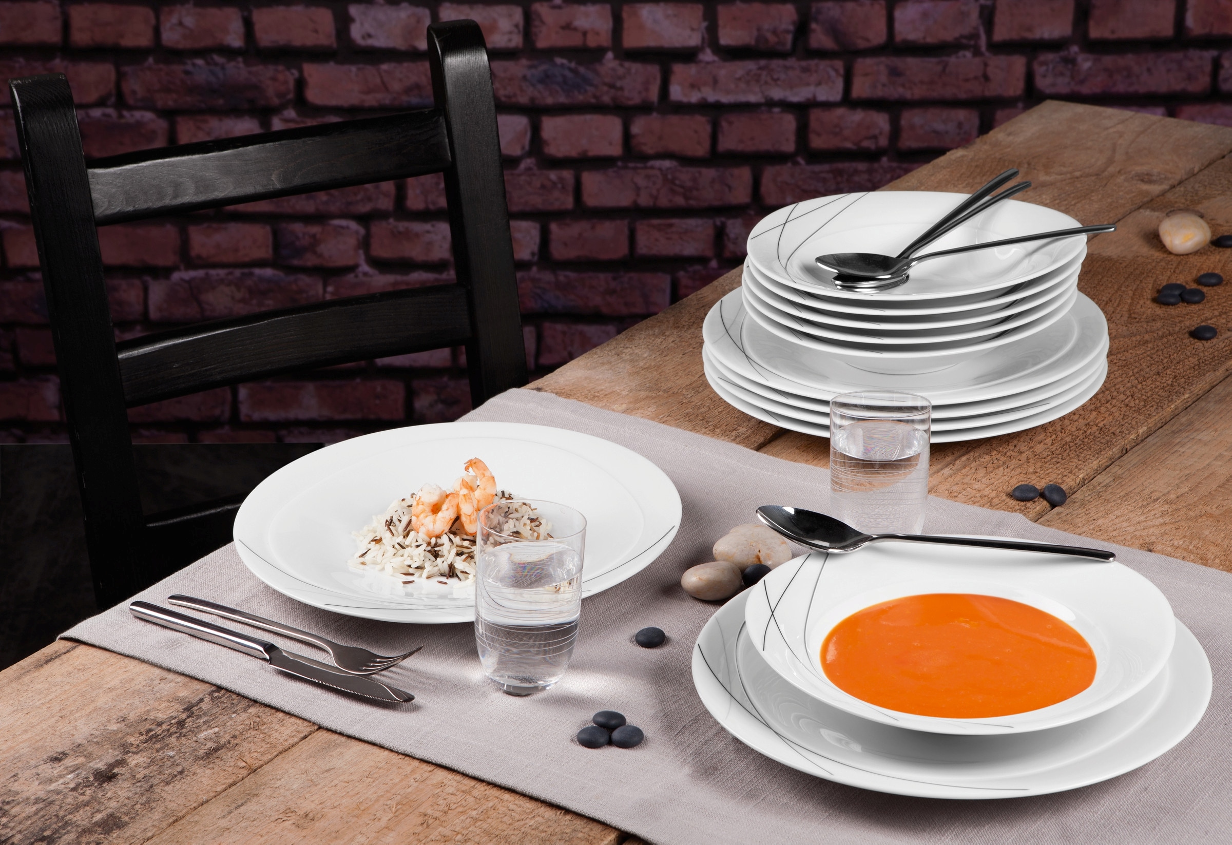 Seltmann Weiden Tafelservice »Teller Set, Geschirr-Set Trio Highline«, (Set, 12 tlg.), Teller-Set, Suppenteller, Made in Germany, 12 Teile, für 6 Personen