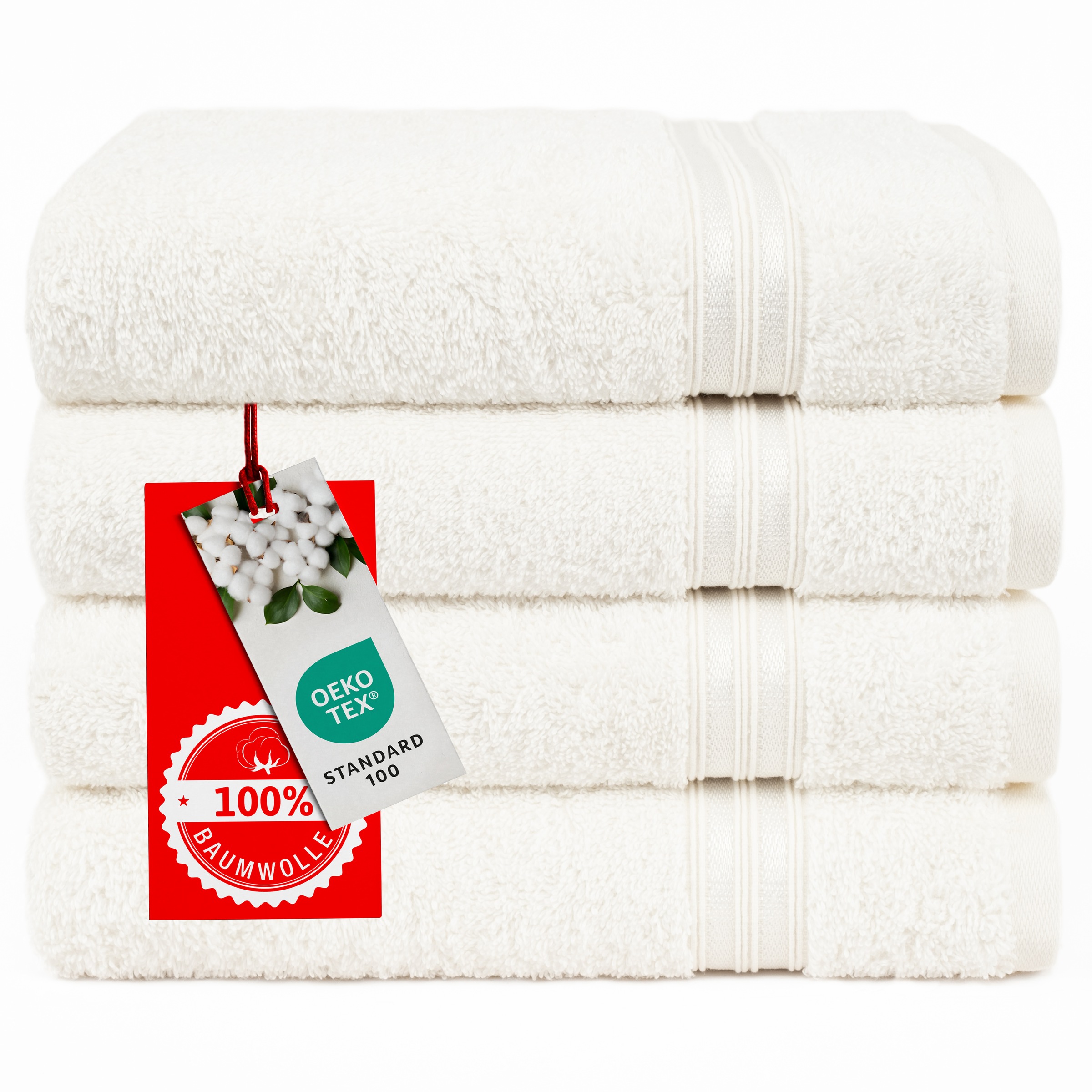 HAMMETEX Handtuch Set »4er Set Handtücher 50x100 cm, 100% Baumwolle, Weich & Saugstark«, (Set, 4 St., 4), mit Bordüre, einfarbig, weich