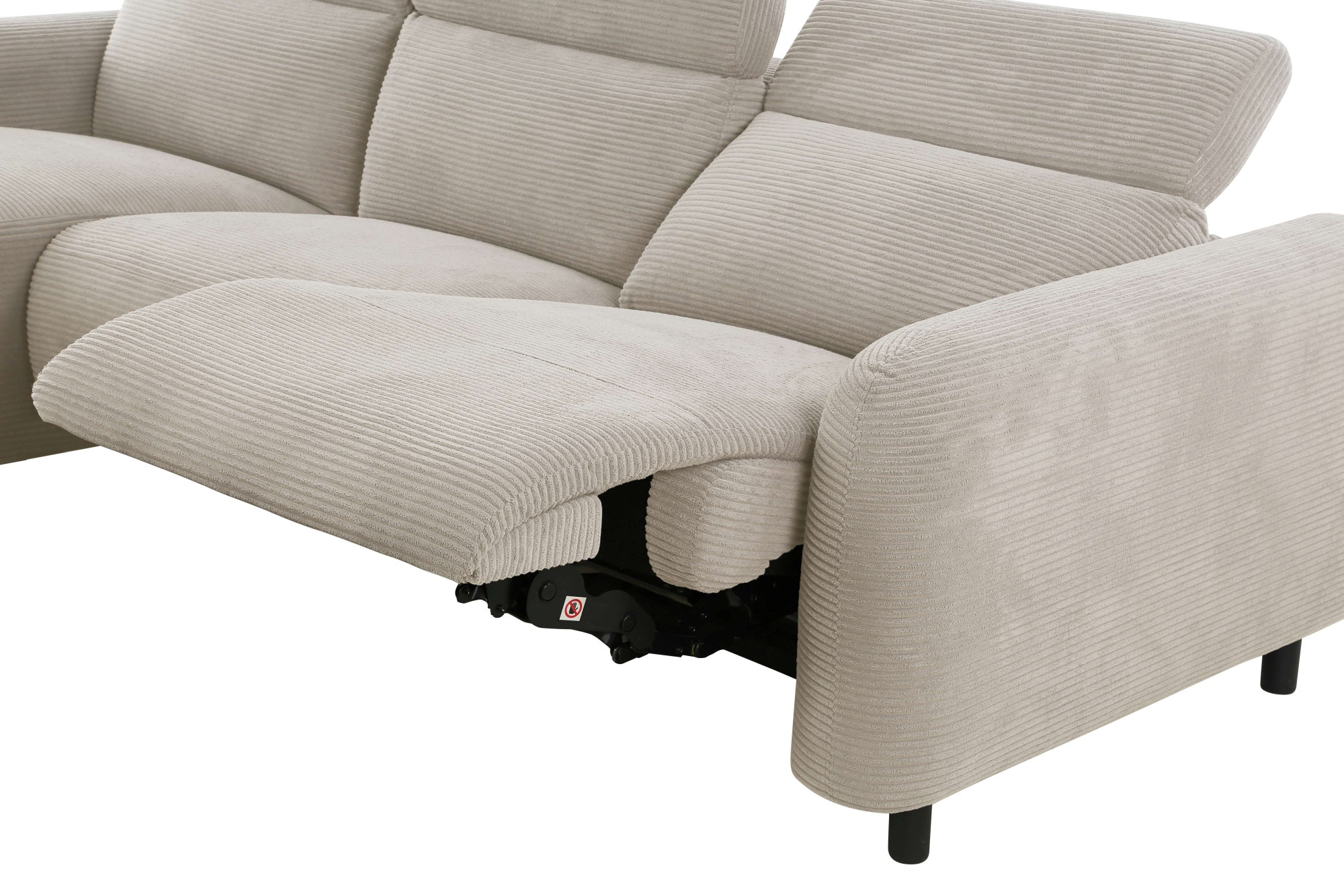 Home affaire Ecksofa »SKAANE in Cord, L-Form, 274 cm, manuelle u. elektrische Funktion,«, rundes Design, Kopfteilverstellung, Federkernpolsterung