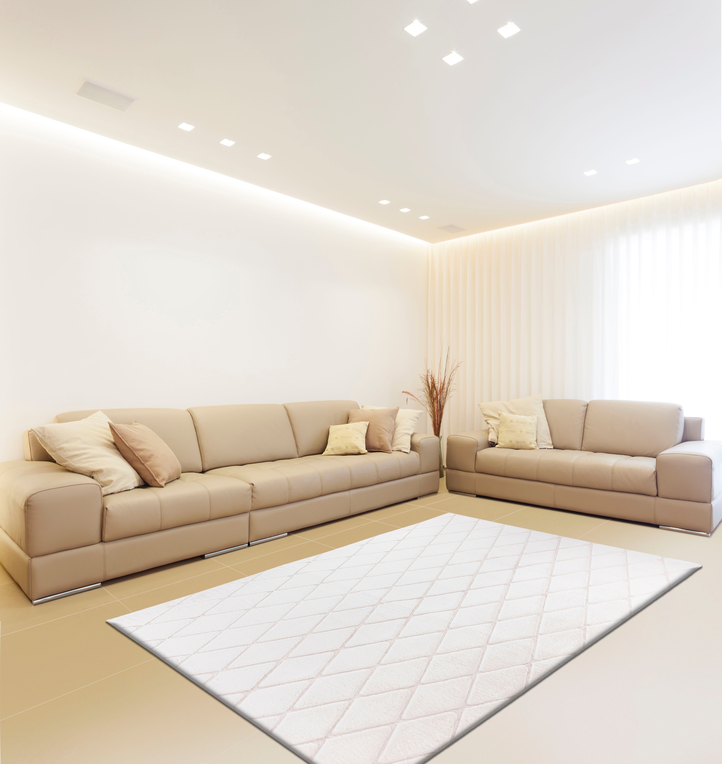 calo-deluxe Teppich »Jardan-2000«, rechteckig, 20 mm Höhe, besonders weich durch Microfaser, Rauten-Design