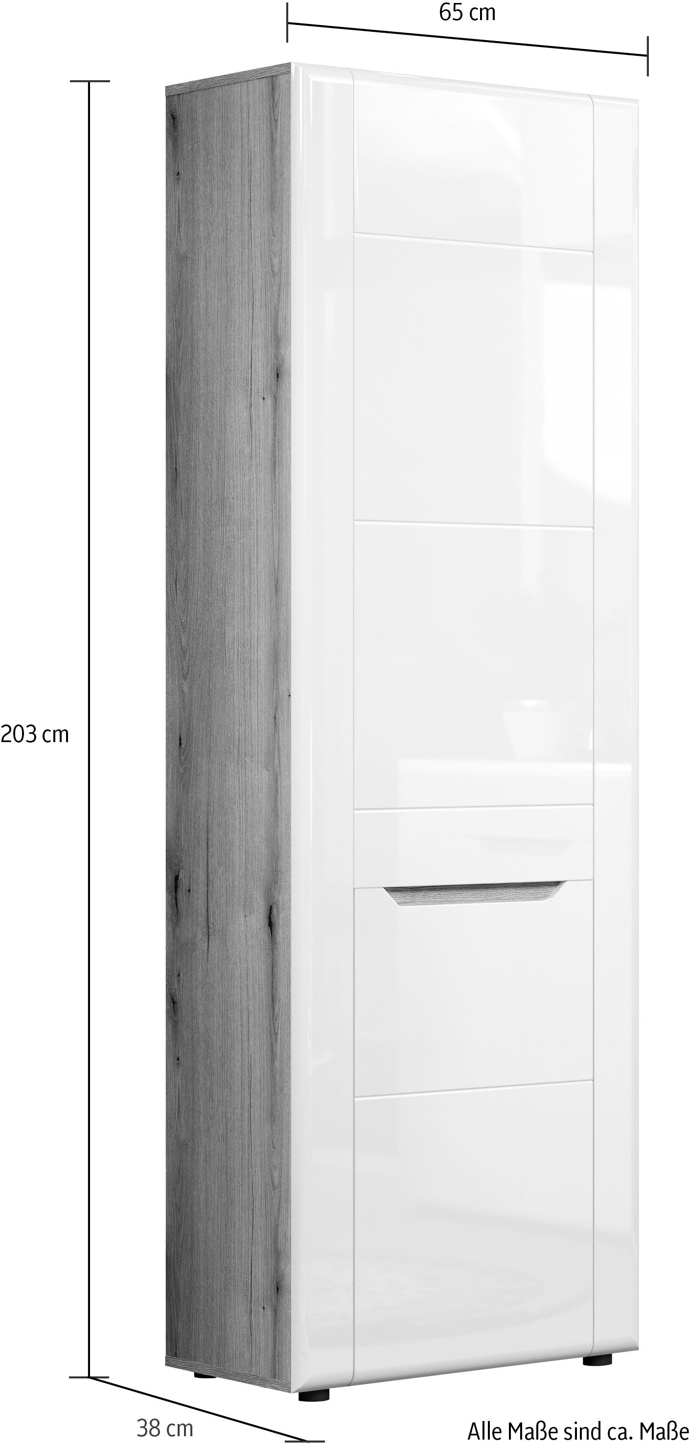 INOSIGN Vitrine »Graz Highboard mit Glastüren«, (Packung, 1 St.), Grifflos, Breite 96 cm, Höhe 132 cm