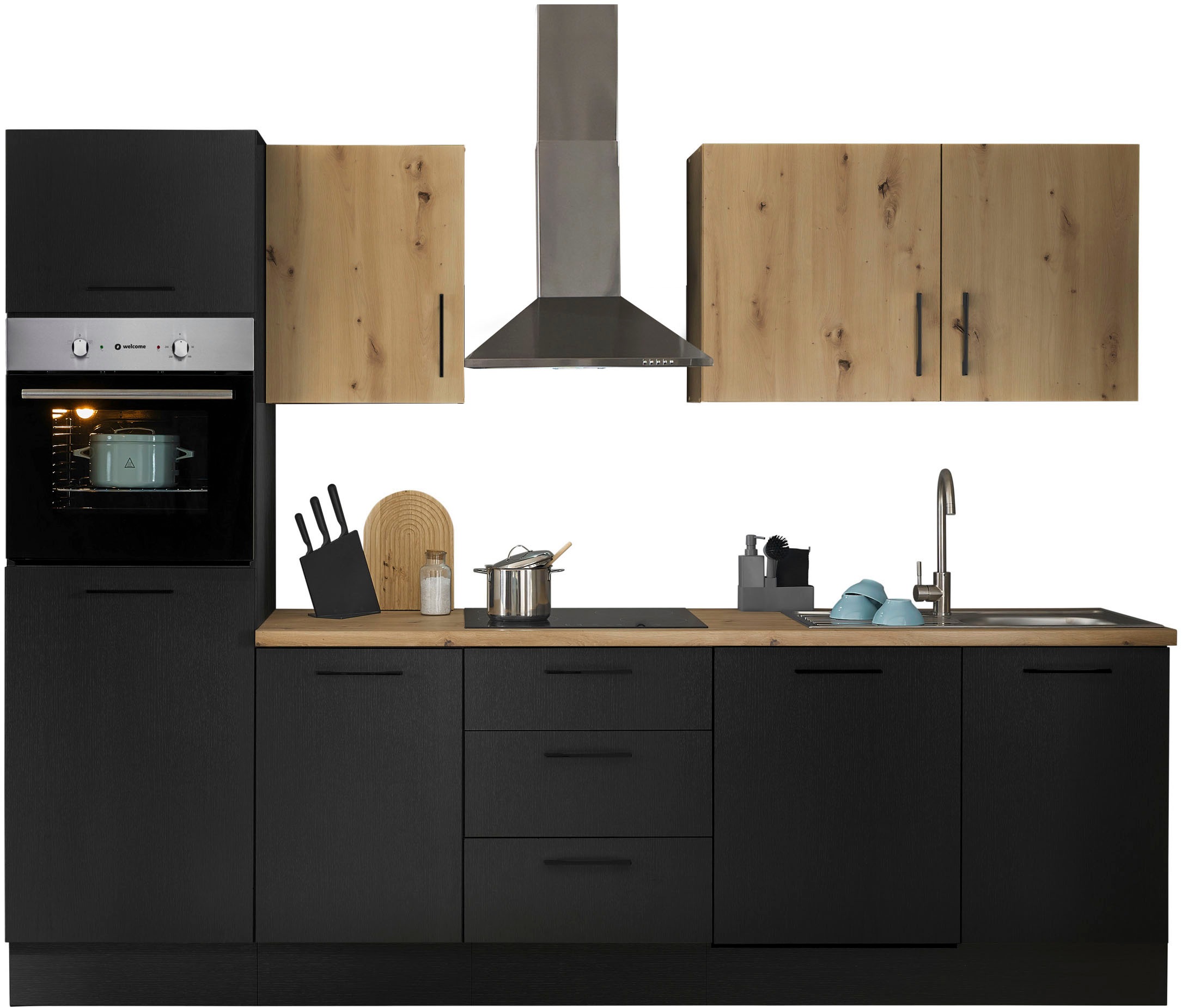 BASIC by Balculina Küchenzeile »Turin«, Breite 280 cm, wahlweise mit E-Geräten