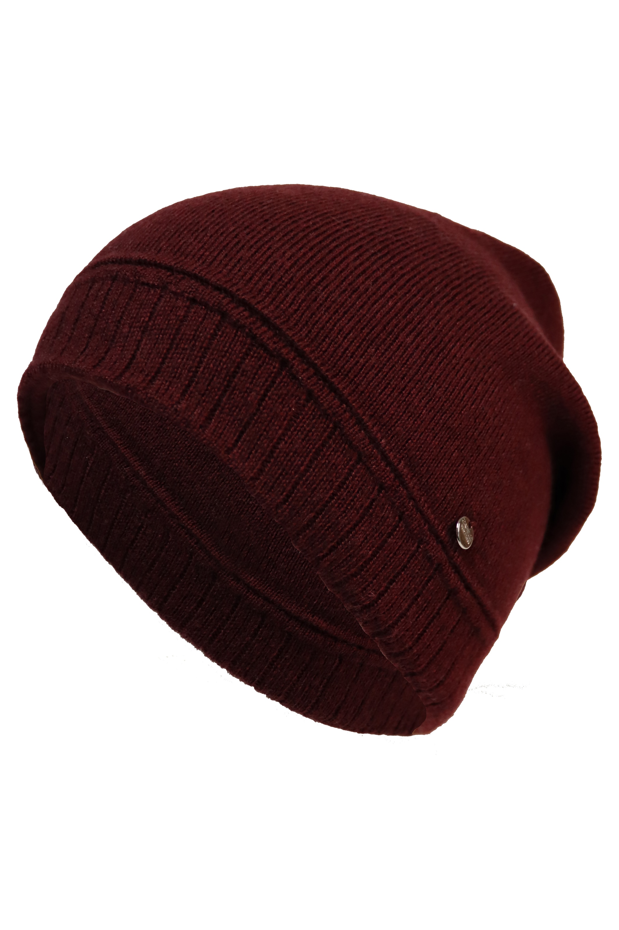 CAPELLI NEW YORK Strickmütze Metall-Logo, gerafft, Feinstrick Wine