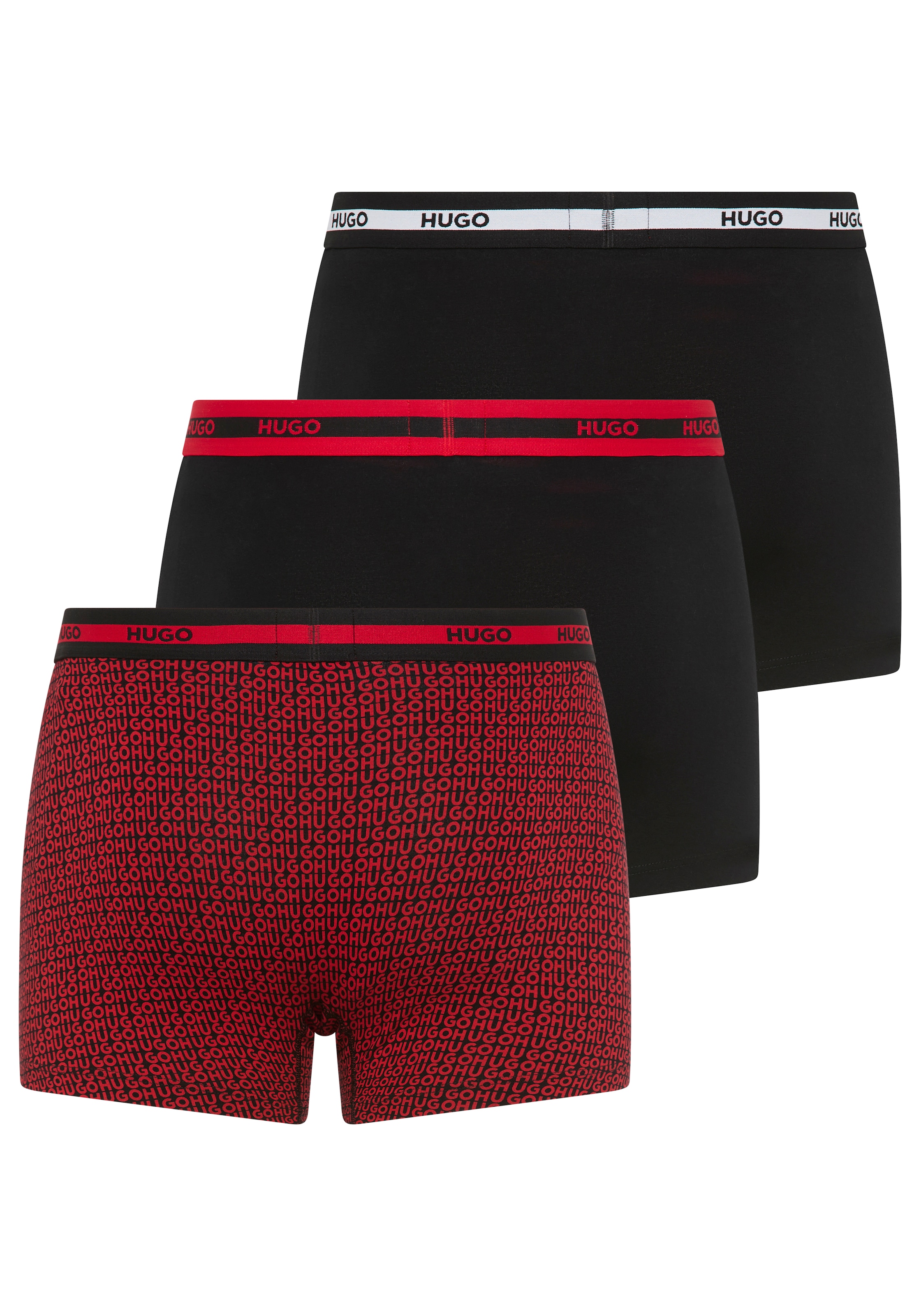 HUGO Underwear Boxershorts »BOXER BR PLANET DES«, (3 St.), elastischer Bund mit Logo, aus Stretch-Baumwolle, enganliegend
