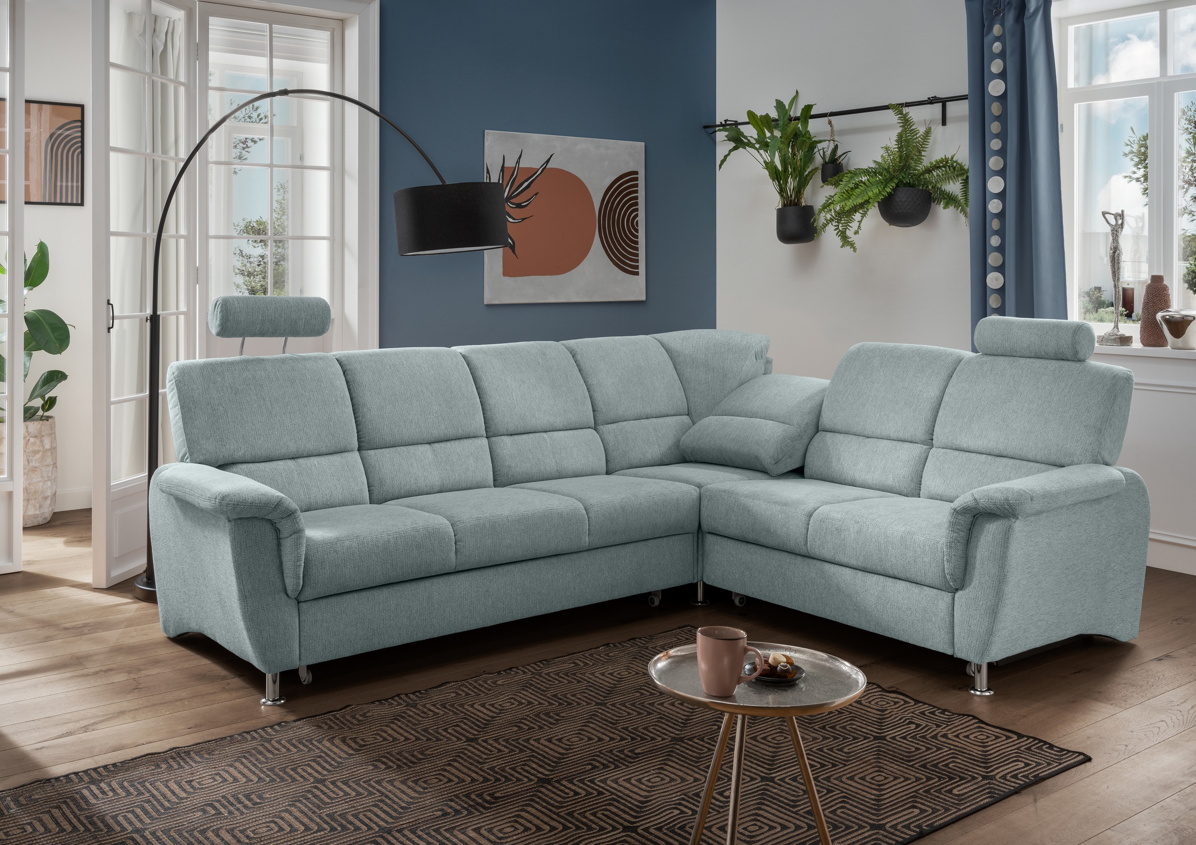 Home affaire Ecksofa »Pisa L-Form, mit Schlaffunktion, Stauraum, 2x höhenve günstig online kaufen
