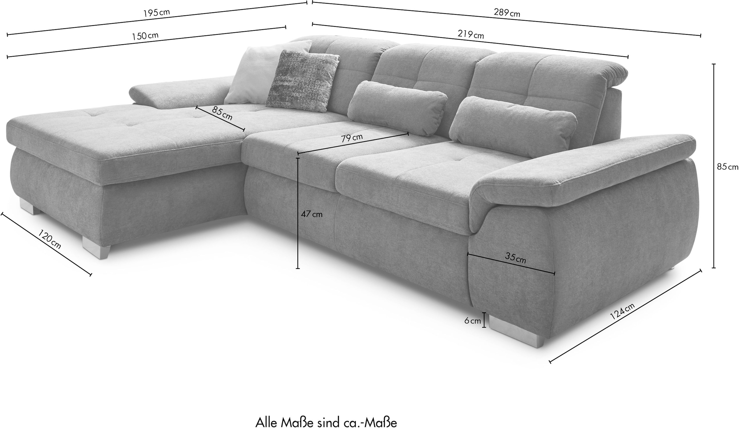 Die PlanBar Ecksofa »MP-IN16037 L-Form mit Federkern-Polsterung« mit Sitztiefenverstellung & Zierkissen,
