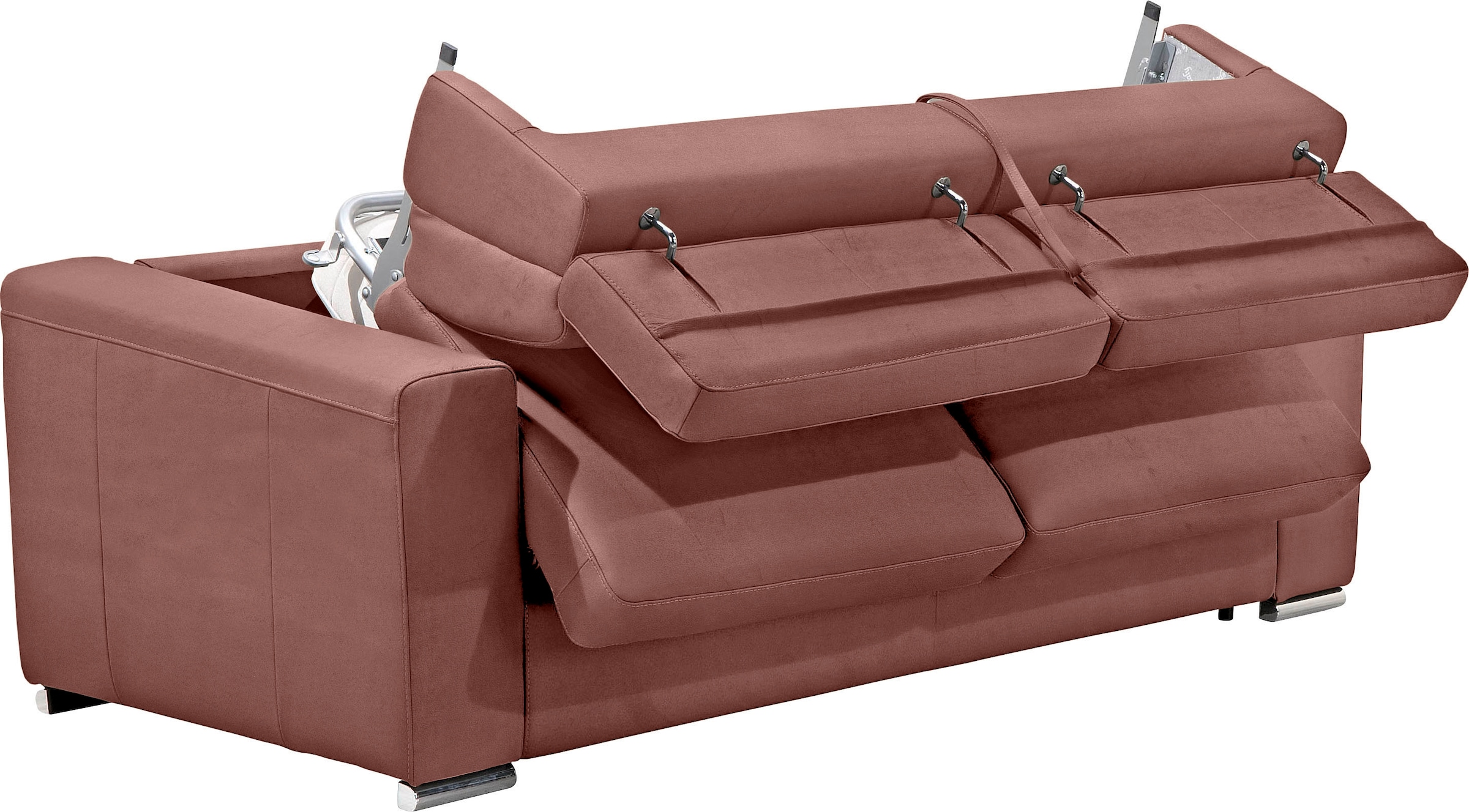 Egoitaliano Schlafsofa »Cabiria, Design und super Sitz- und Liegekomfort«, Sofa inkl. Schlaffunktion, Kopfteile verstellbar, mit Metallfüßen