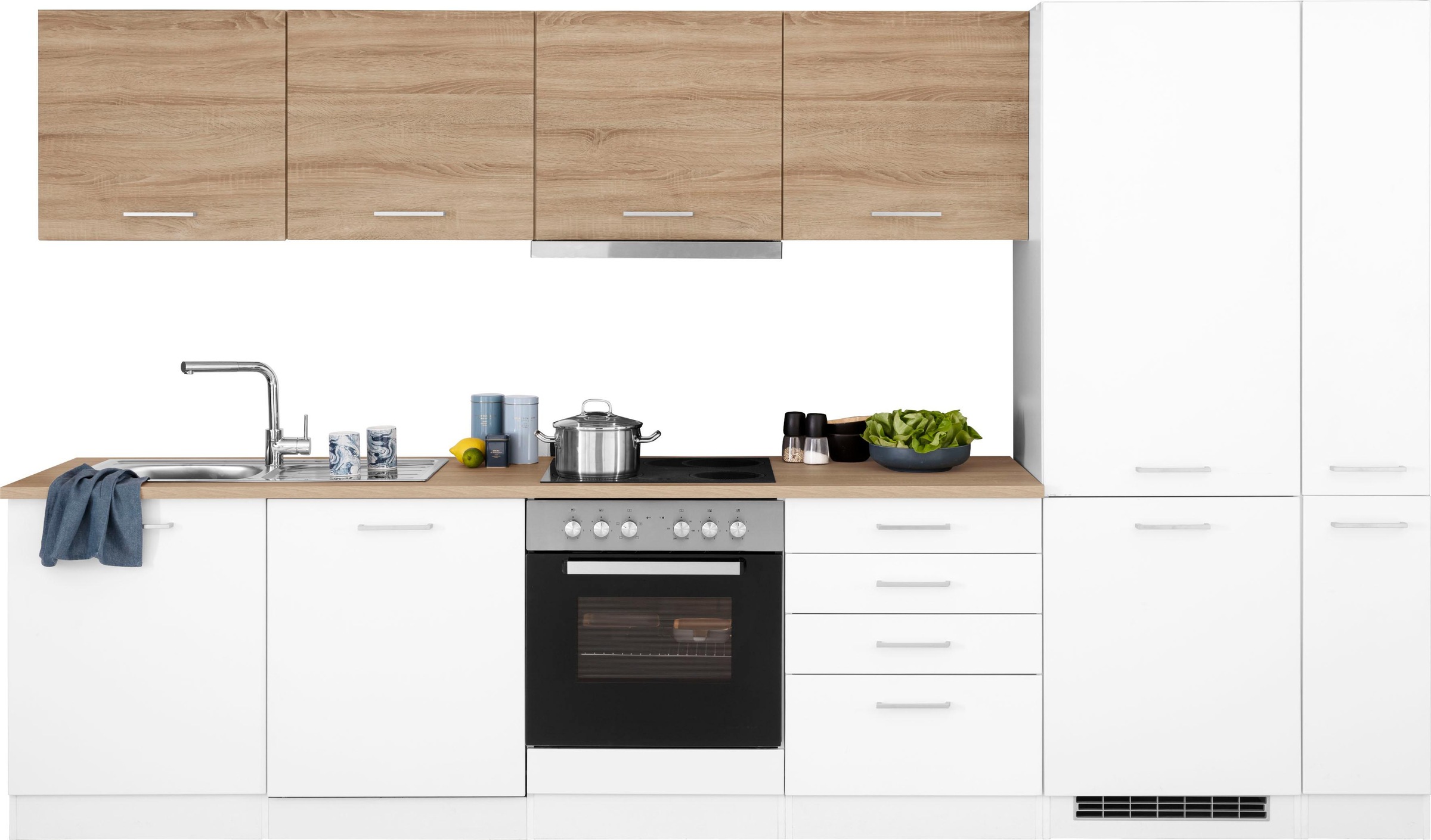 KOCHSTATION Küchenzeile »KS-Visby«, mit E-Geräte, 330 cm, inkl. Kühl/Gefrie günstig online kaufen