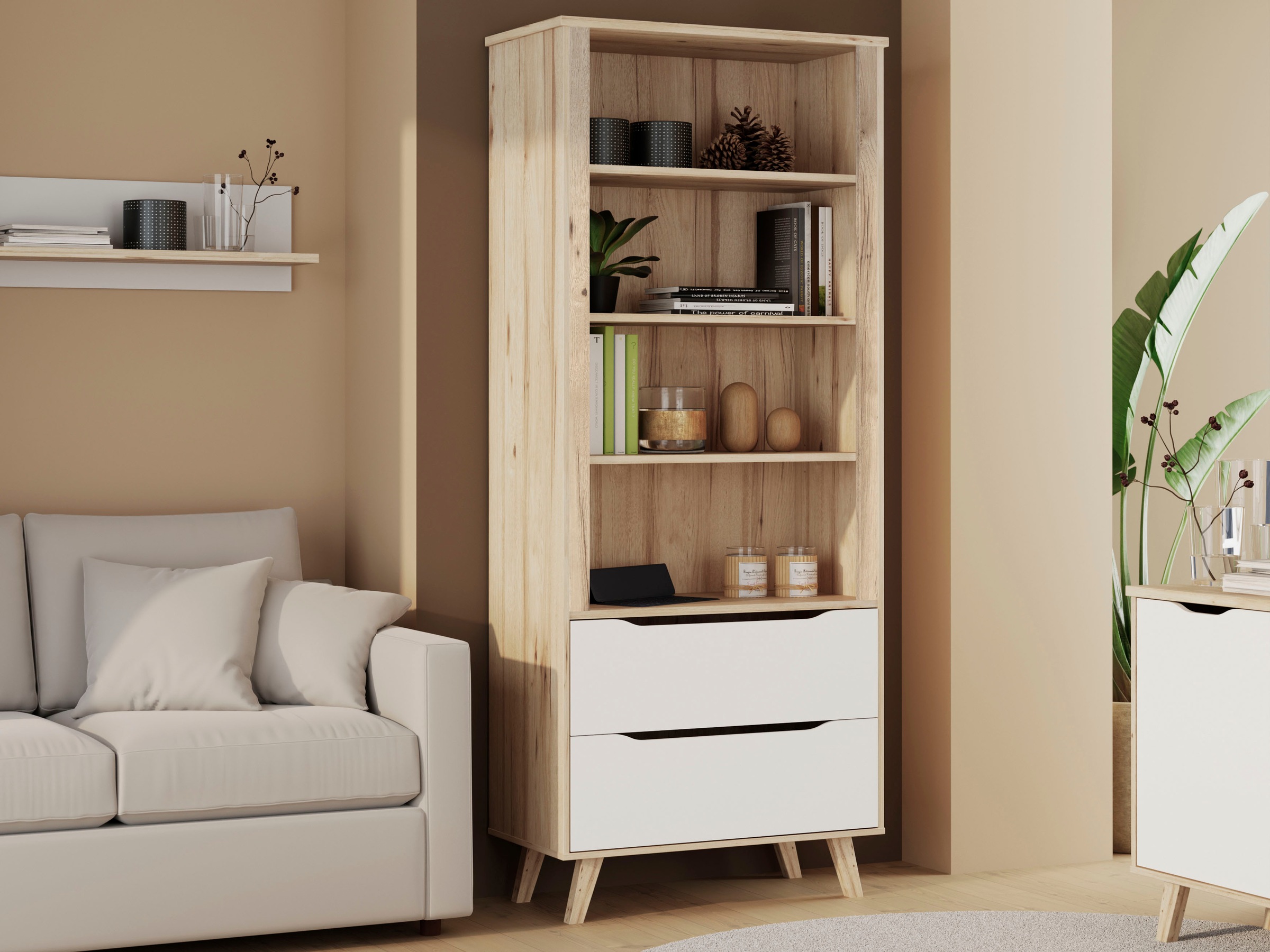 FORTE Wandregal »Vankka Regal 2 Schubkästen« B/H/T 84,7/201,5/41,7 cm, Rega günstig online kaufen