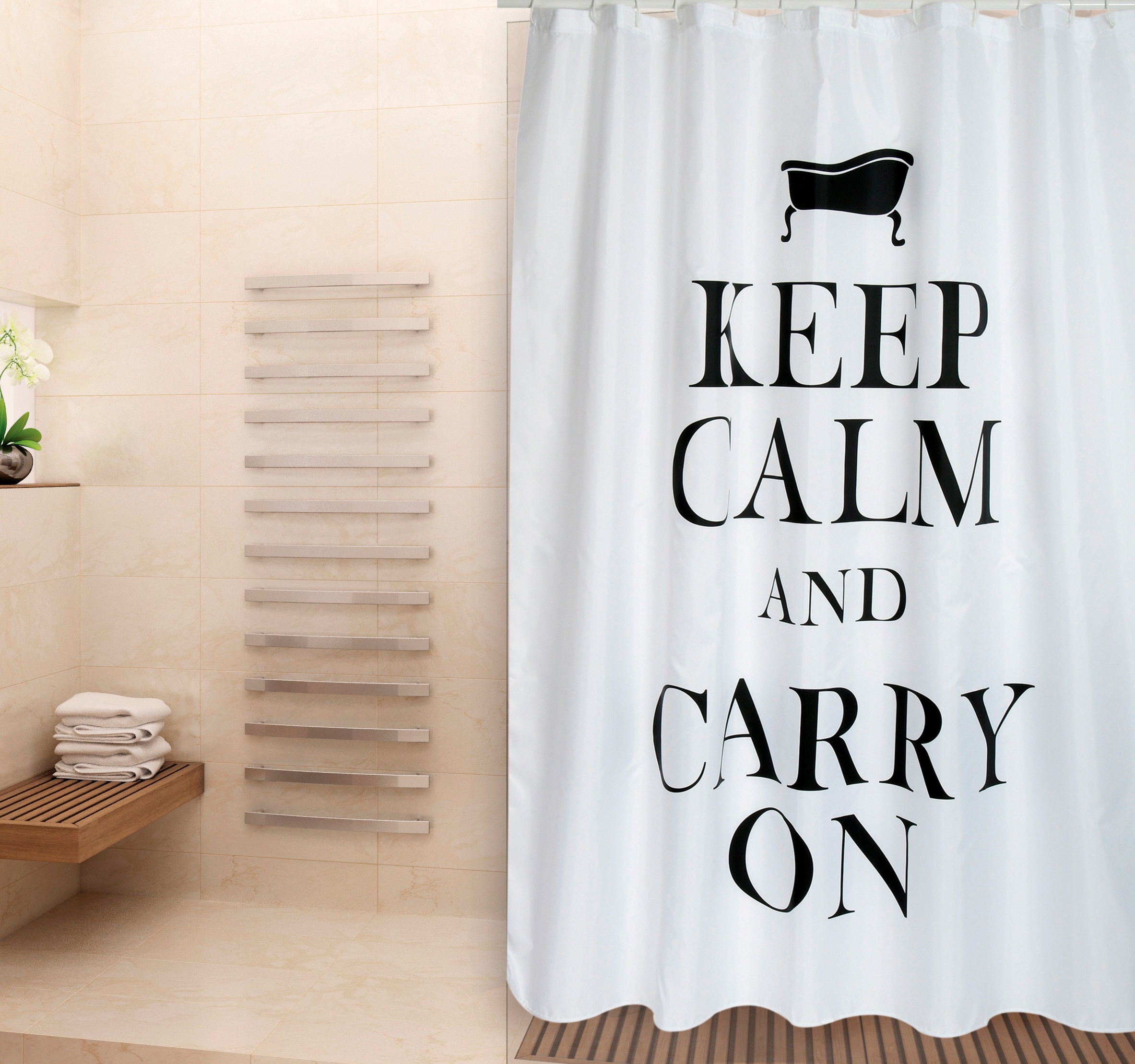 MSV Duschvorhang "PREMIUM KEEP CALM", Höhe 200 cm günstig online kaufen