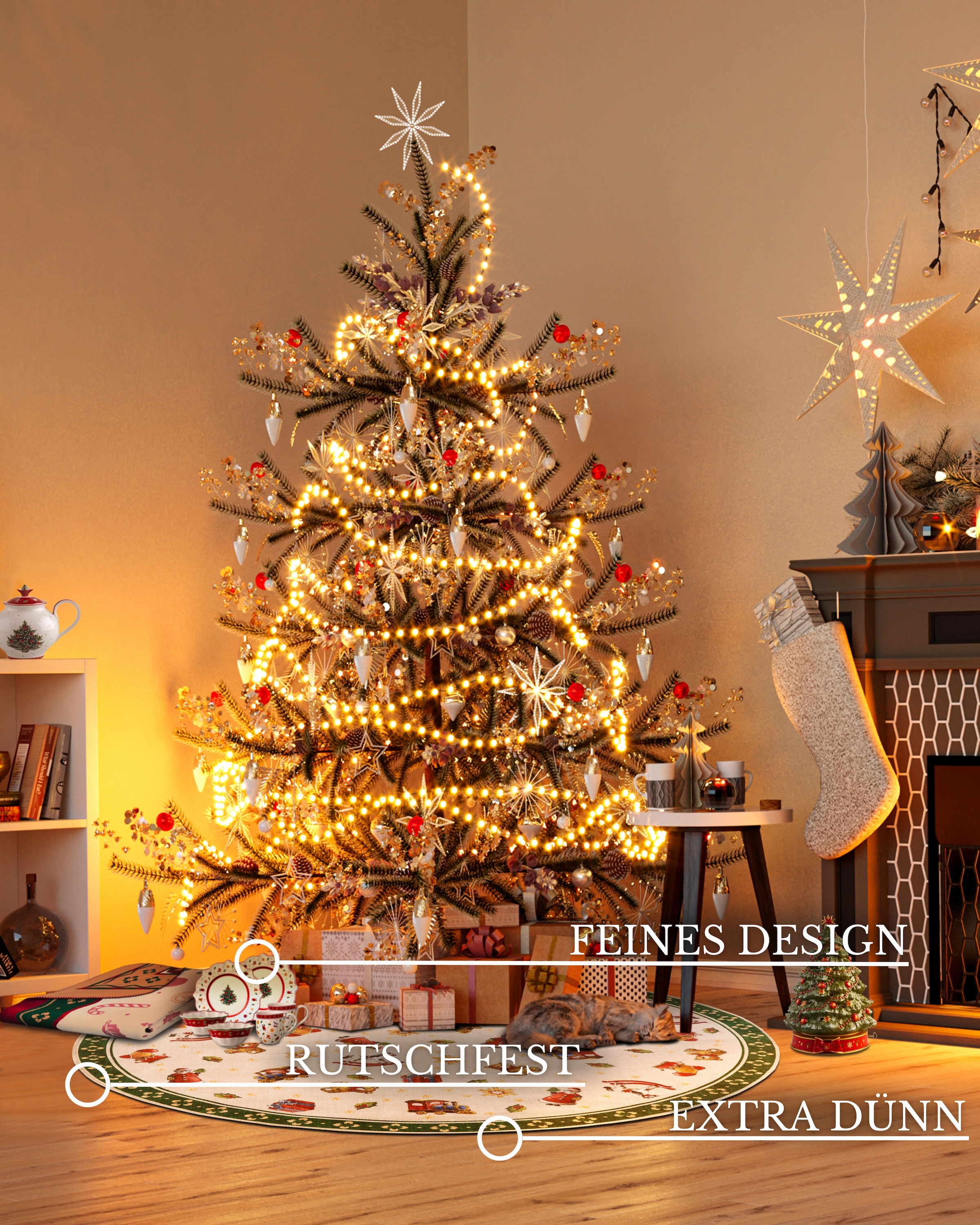 Villeroy & Boch Teppich »Nostalgic Toy's Delight, eckig, rund und Läufer«, rechteckig, 3 mm Höhe, Weihnachten, Wohnzimmer, Flur, Geschenk, Toys Delight, Dekoration