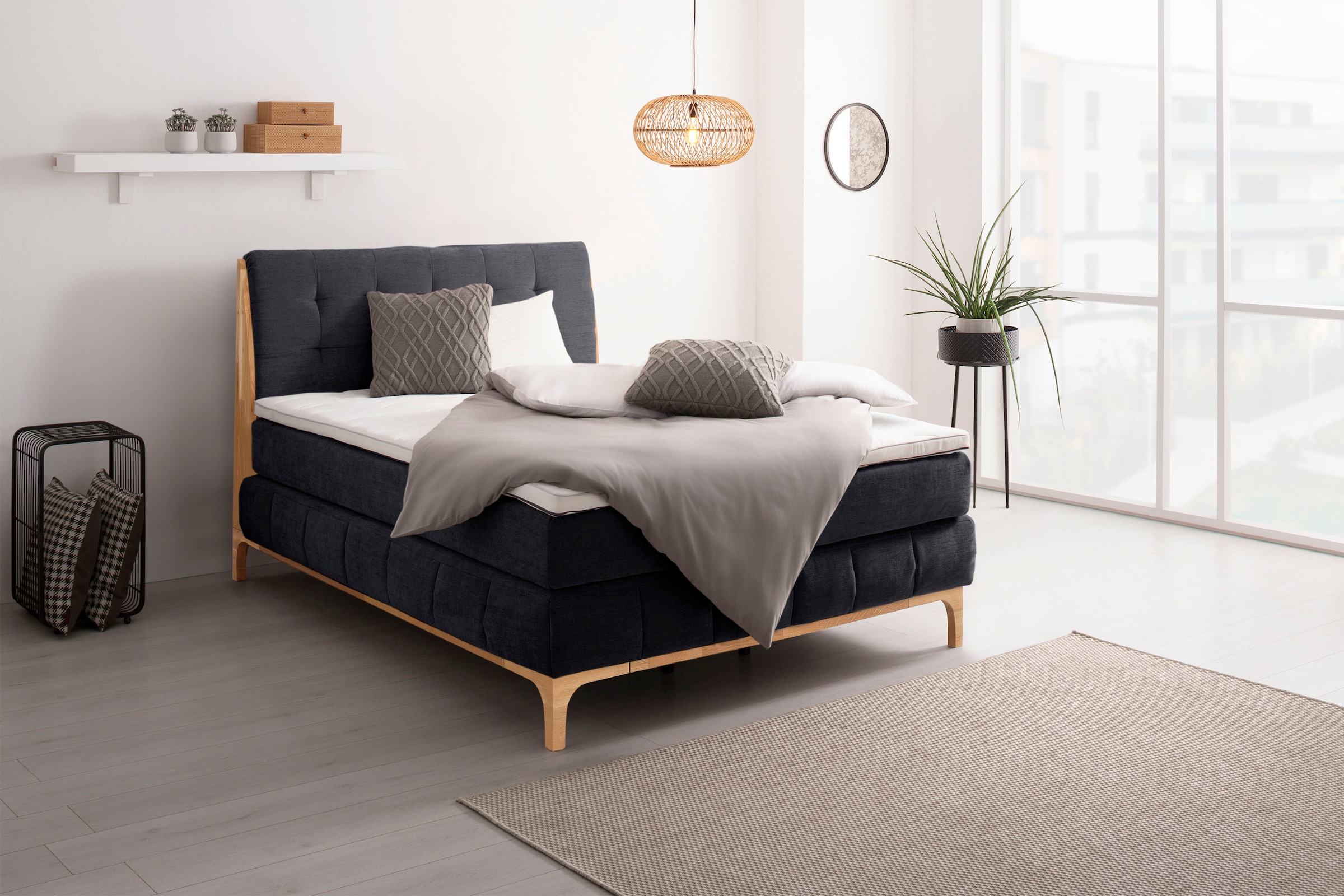 OTTO products Boxspringbett »Jelle«, (5 St.), zertifizierte, recycelte Bezu günstig online kaufen