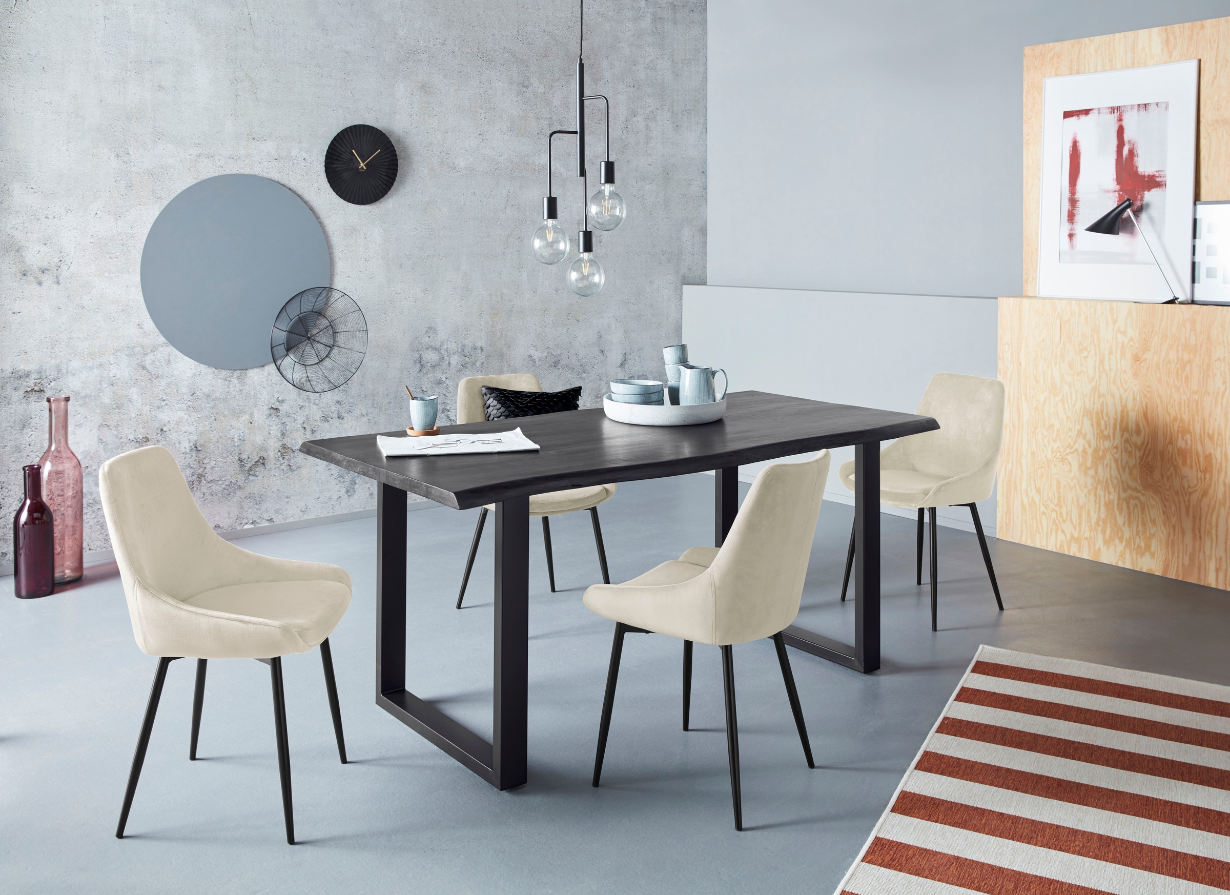 INOSIGN Esszimmerstuhl »NIAM-EZST«, Samtvelours, 2er Set, schwarze Metallbe günstig online kaufen