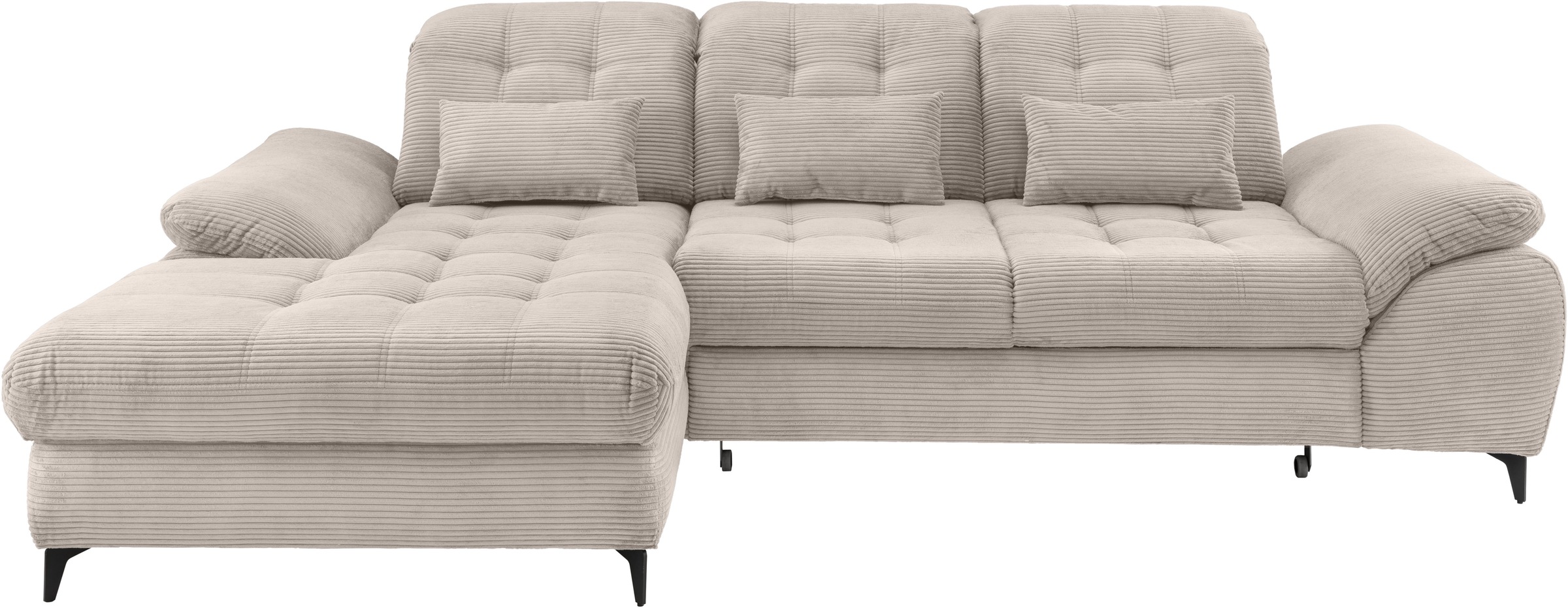 Home affaire Ecksofa »Lazio modern und bequem, schmale Armlehnen, tolle Detailverarbeitung« zwei verschiedene Fußfarben wählbar