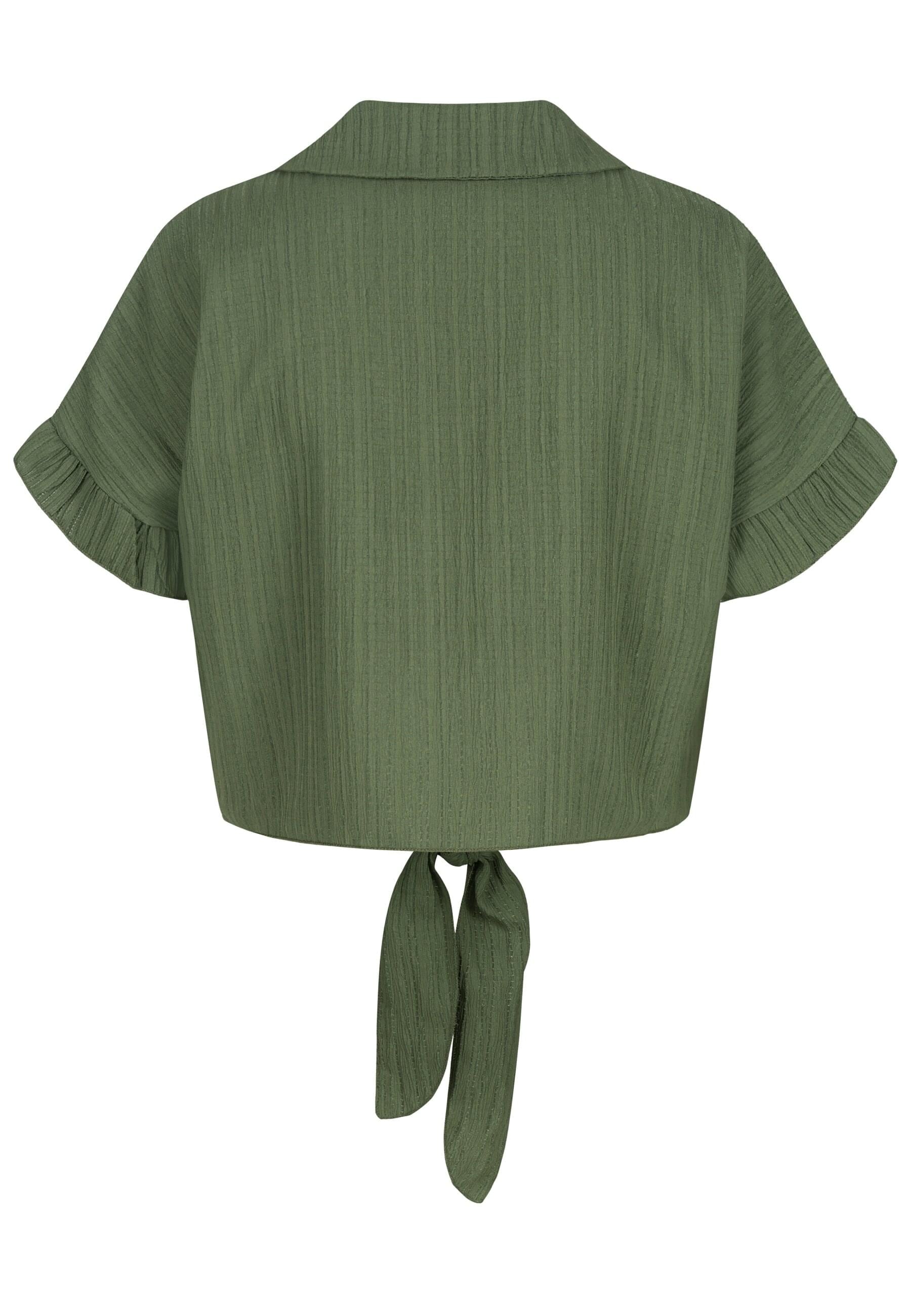 CLOUD 5IVE Klassische Bluse »CLOUD 5IVE Crop Bluse mit Knopfleiste und Knoten«