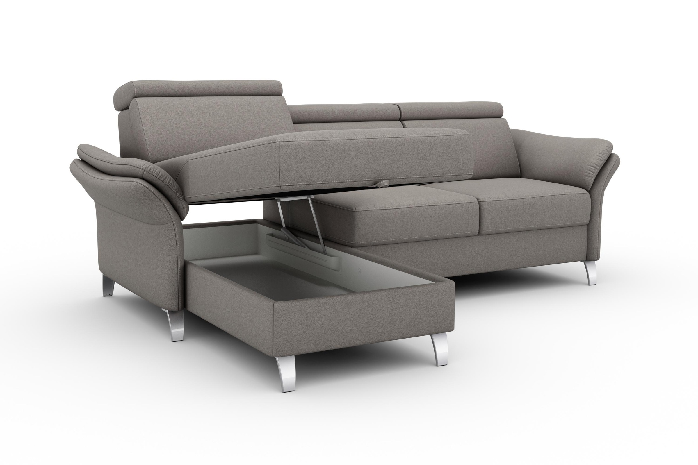 sit&more Ecksofa »Vincenzo L-Form«, inklusive Kopfteilverstellung, wahlweise mit Bettfunktion, Bettkasten