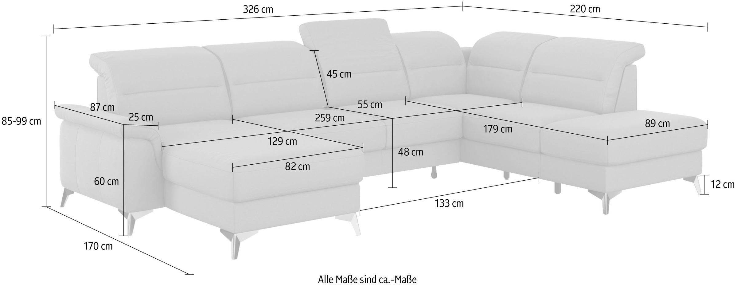 sit&more Wohnlandschaft »Sinatra U-Form«, optional mit Kopfteilverstellung und Armteilfunktion etc.