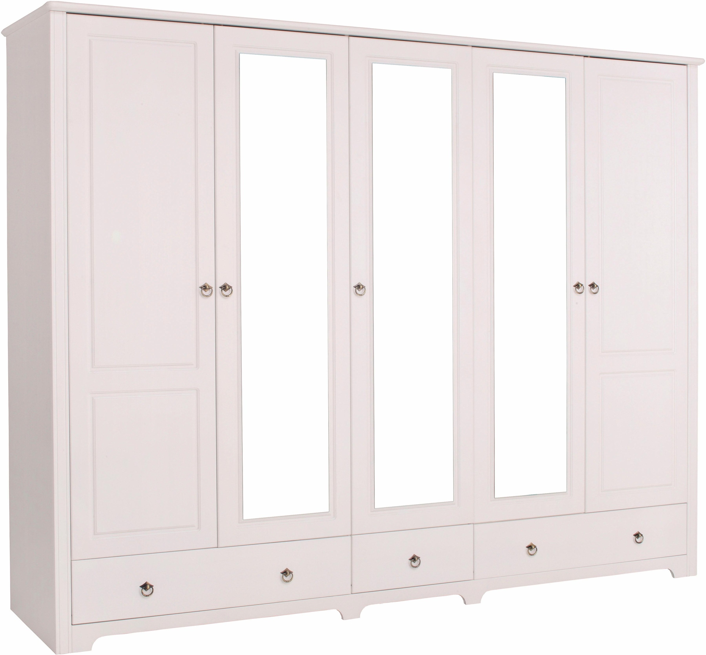 HOME AFFAIRE Kleiderschrank »Hugo« 3 Breiten: 106/200/245 cm H/T ca. 190/58 cm, aus massiver Kiefer im Landhausstil, mit Spiegel weiß