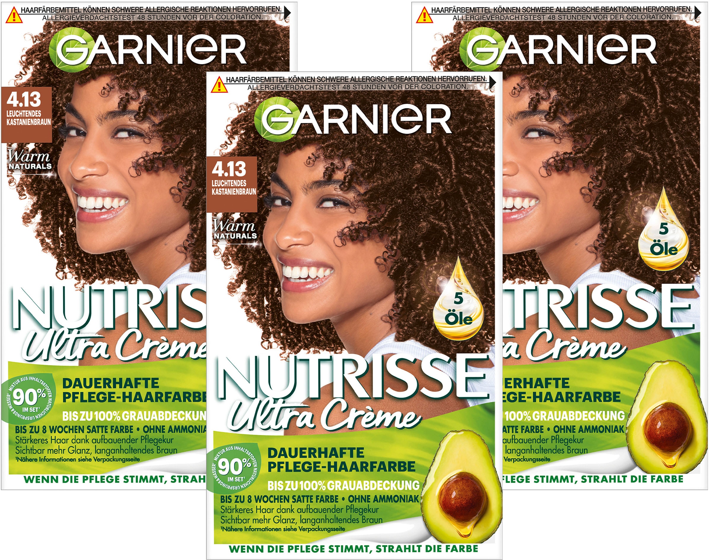 GARNIER Coloration »Garnier Nutrisse Ultra Crème«, (Packung, 3 tlg.), mit pflegender Formel