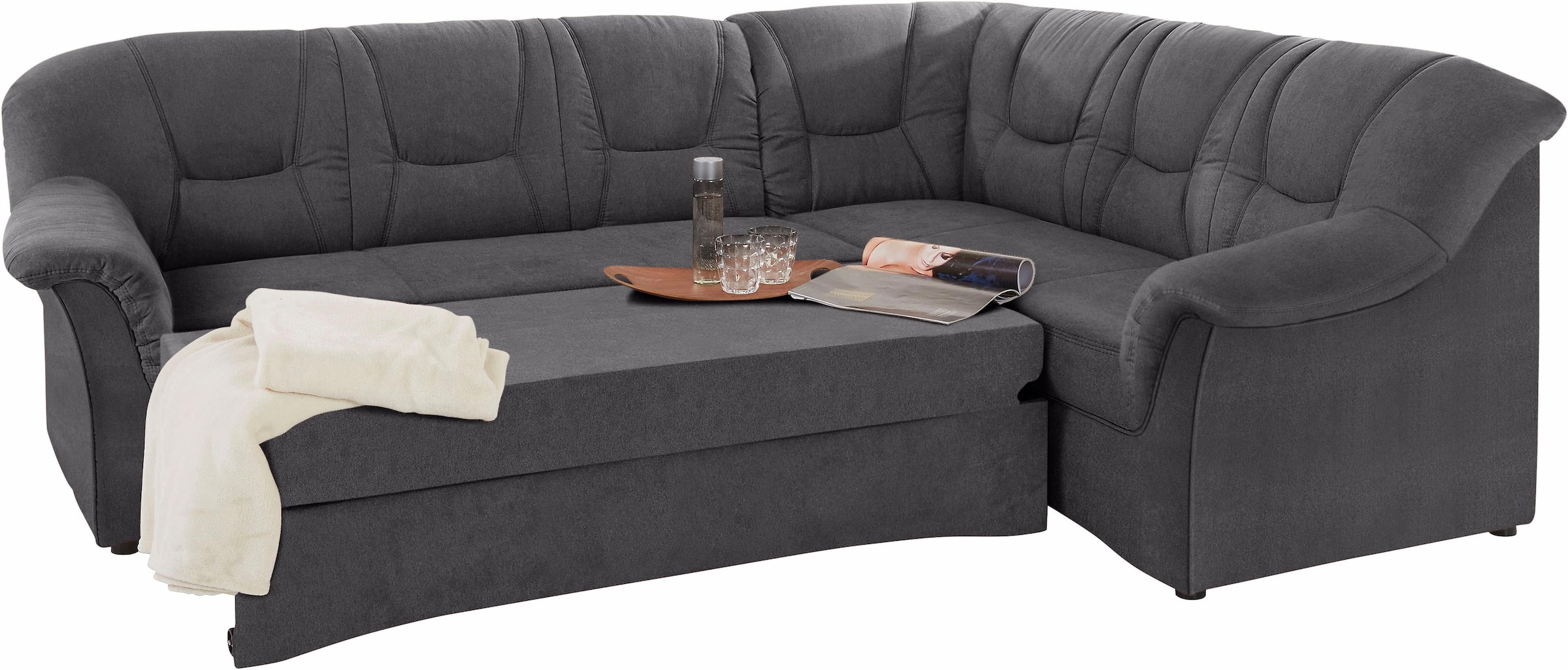 DOMO collection Ecksofa »Sarafina zeitlos und komfortabel, optional mit Federkern, L-Form«, wahlweise mit Bettfunktion