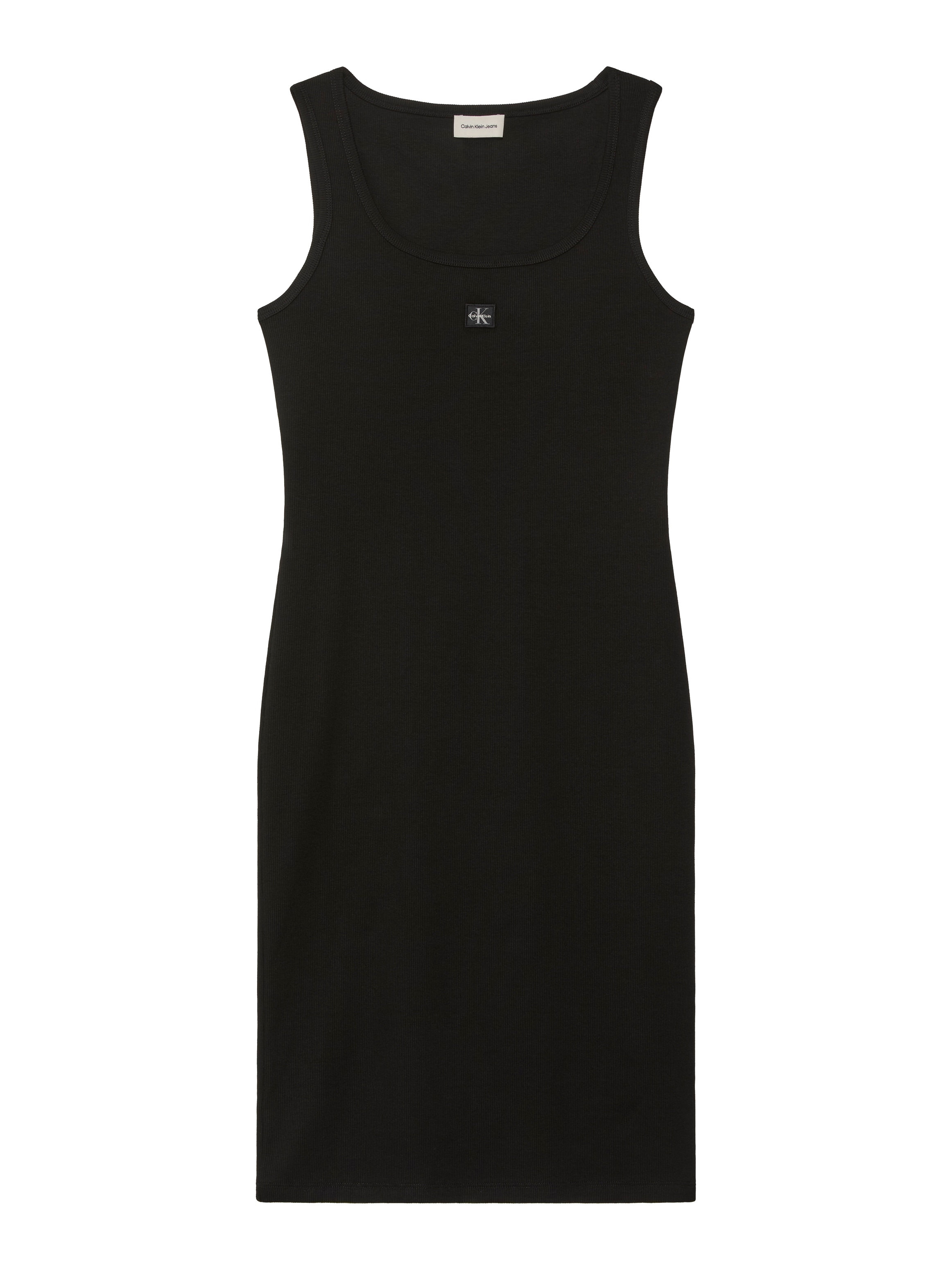 Calvin Klein Jeans Minikleid »BABY RIB WOVEN LABEL« Ohne Tasche Figurbetonte Passform mit Rundhalsausschnitt