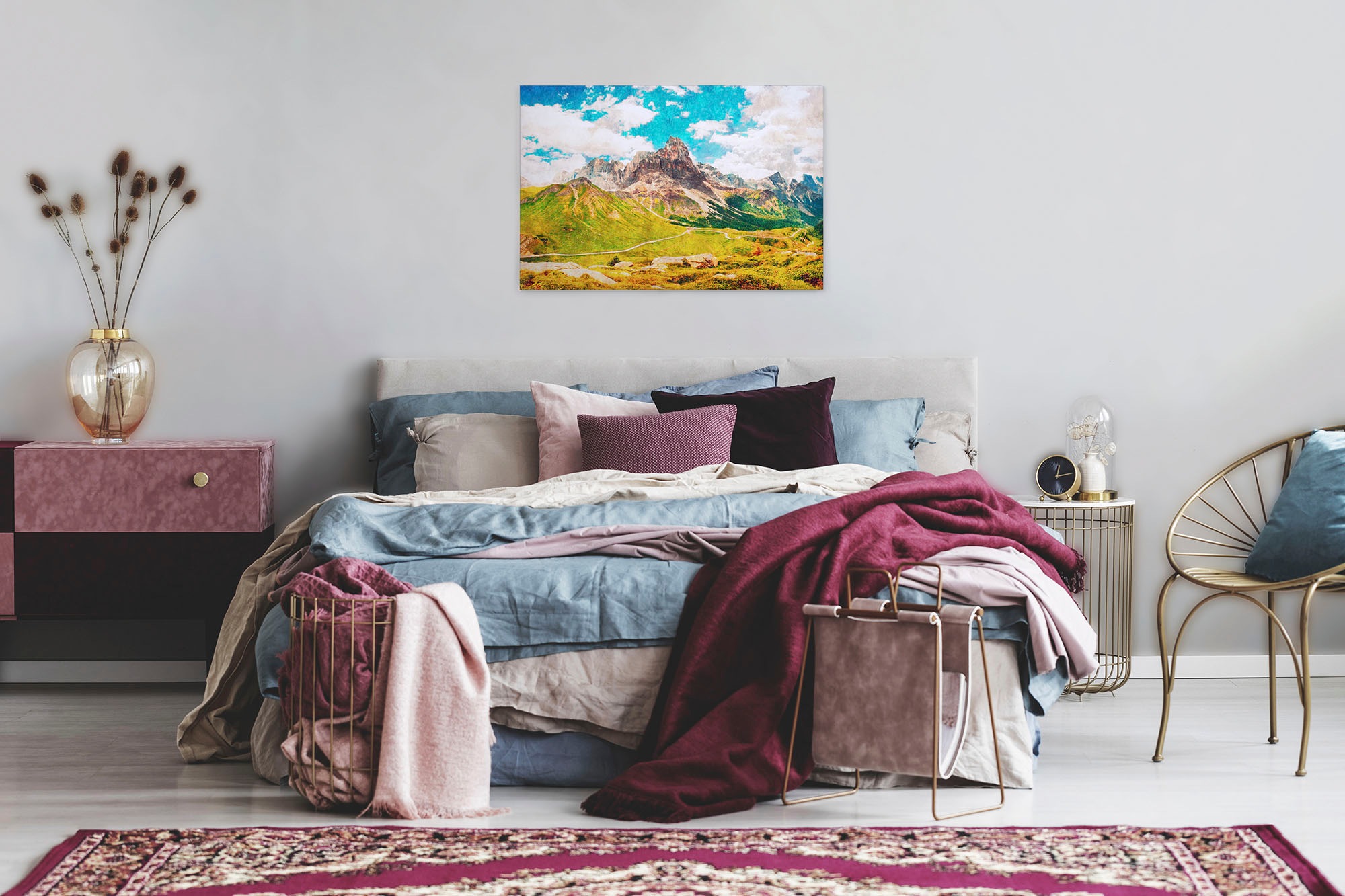A.S. Création Leinwandbild »dolomiti«, Kunst-Berge-Kinder, (1 St.), Keilrahmen Bild Landschaft Berge Leinwand-Bild Wohnzimmer modern Wand