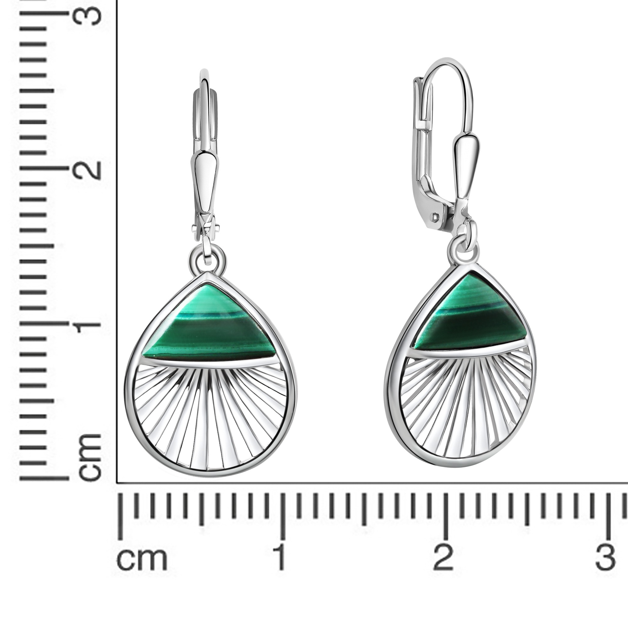 Zeeme Paar Ohrhänger »925/- Sterling Silber rhodiniert Malachit«