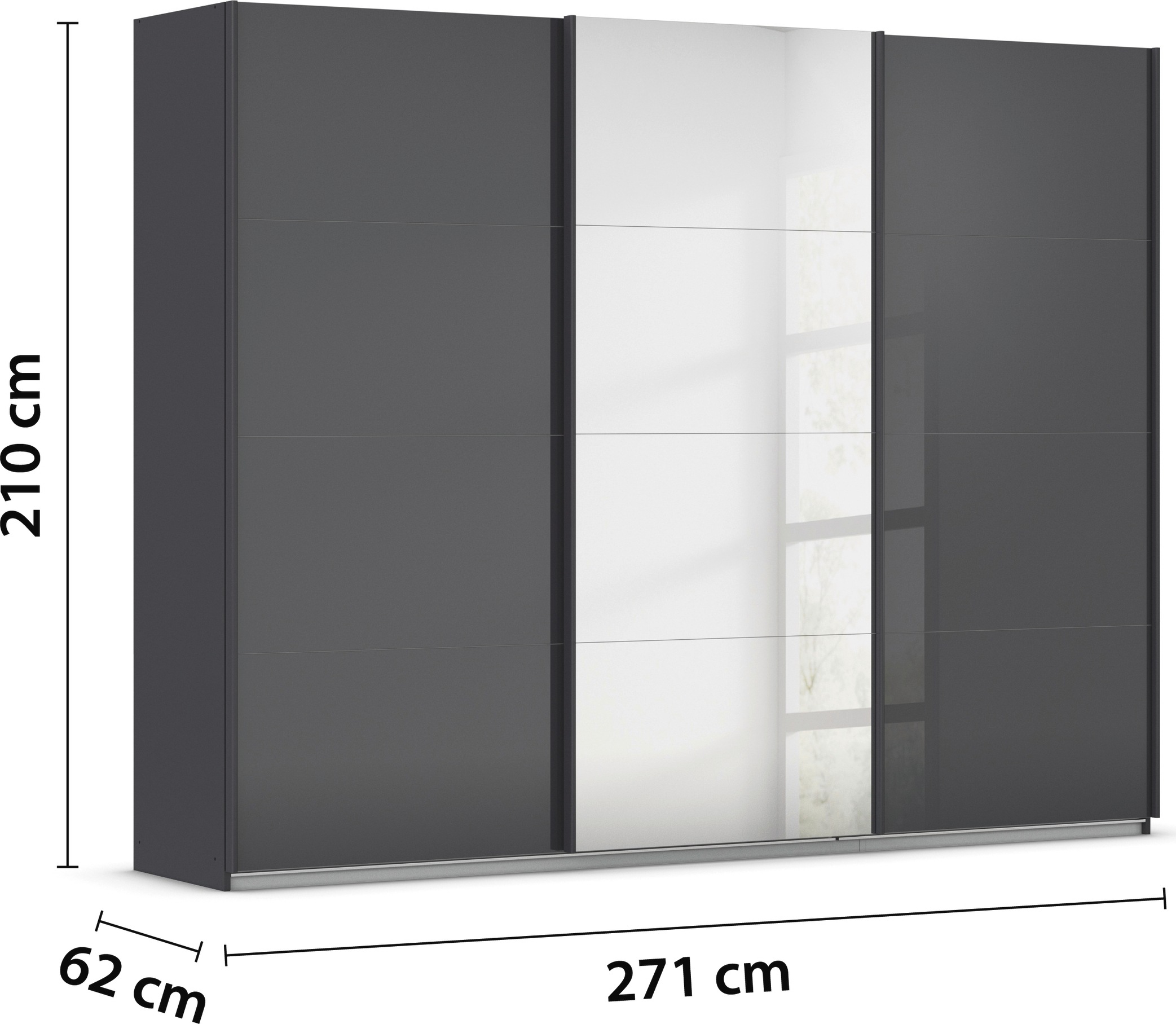 rauch Schwebetürenschrank »Kleiderschrank Kleiderschränke Schrank Garderobe AGORDO mit Glasfront«, durchdachte Innenausstattung, in 4 Breiten und 2 Höhen MADE IN GERMANY