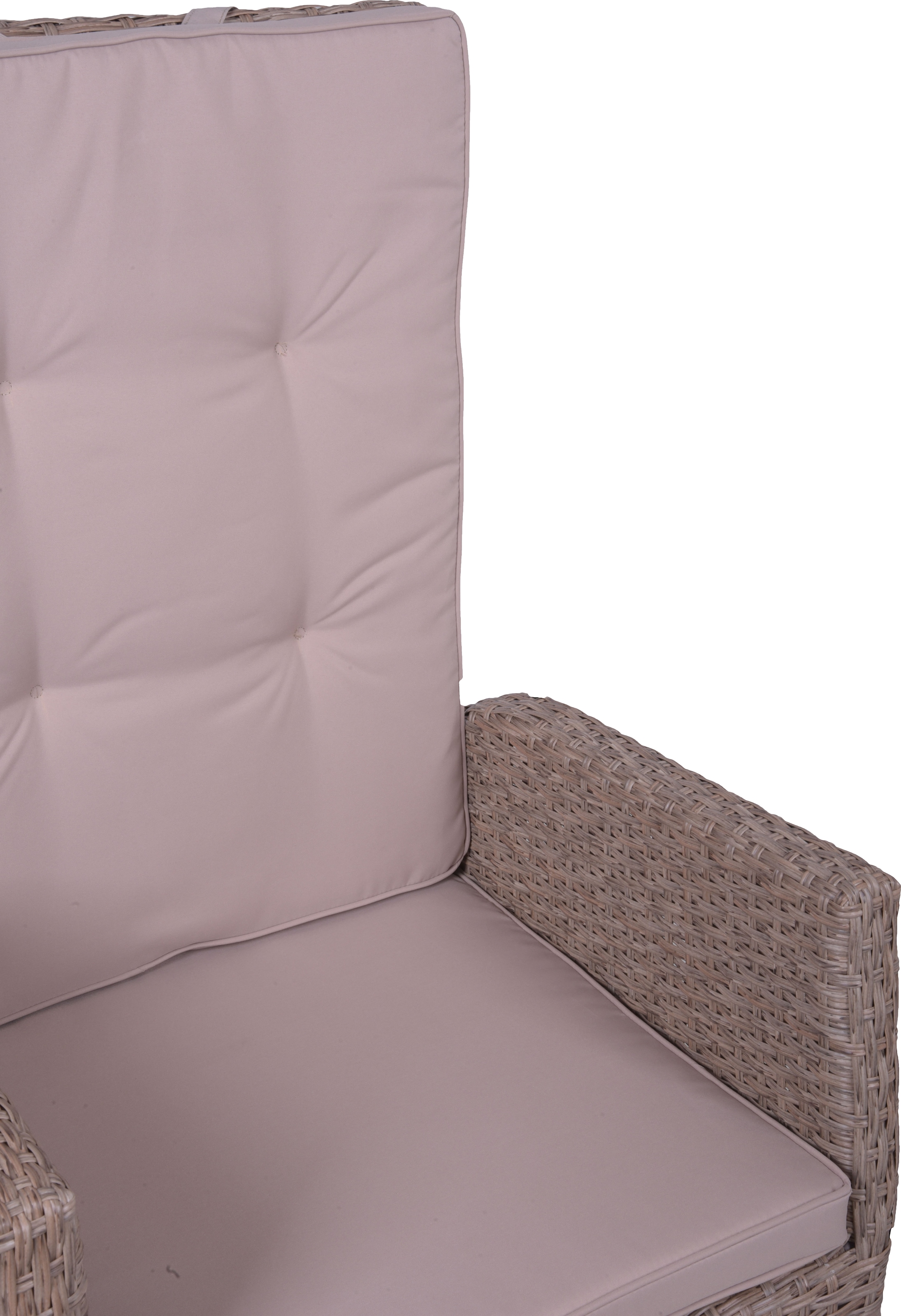 Garden Pleasure Garten-Essgruppe », Tischgruppe »BRAGA Set 03«, weidenbraun«, (Set, 5 tlg.), 4 Sessel, mit Gasfedern, Tisch LxB: 180x90 cm, inkl Auflagen