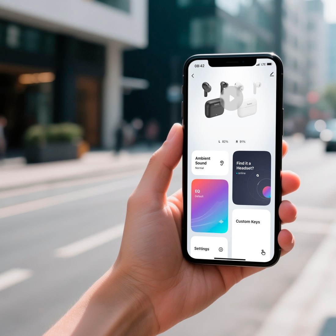 Hama Bluetooth-Kopfhörer »Bluetooth Kopfhörer (TWS, Headphones, kabellos, In-Ear, ANC, ENC, App)« Active Noise Cancelling (ANC) | Gestenkontrolle | Noise-Reduction | Sprachsteuerung | True Wireless Fast Charge, Mikrofon, App-Steuerung, Touch Control