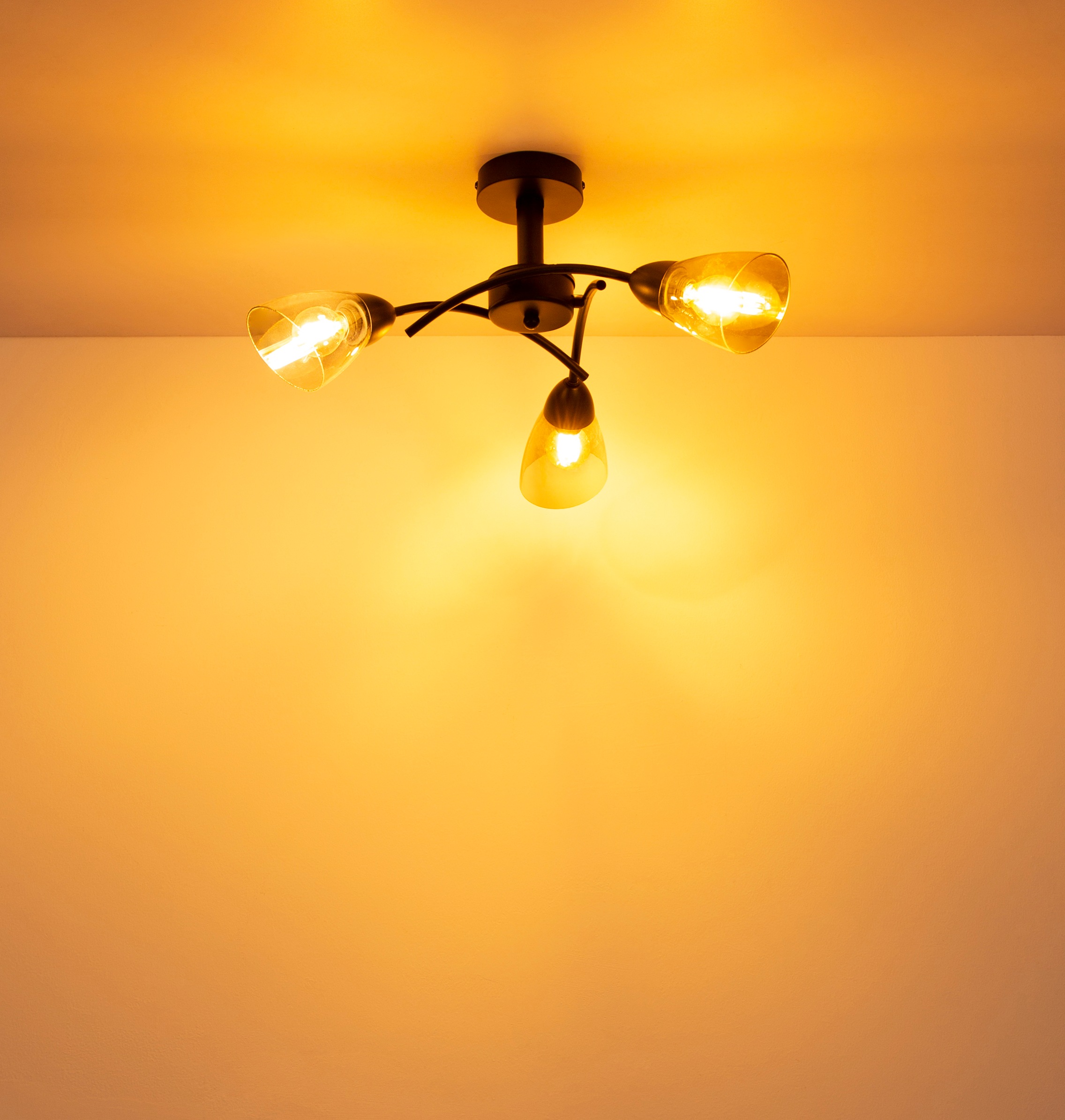 NOWA Deckenleuchte »PAULA« E14 1 Stk. 3-flammig, Lampenschirme aus Glas