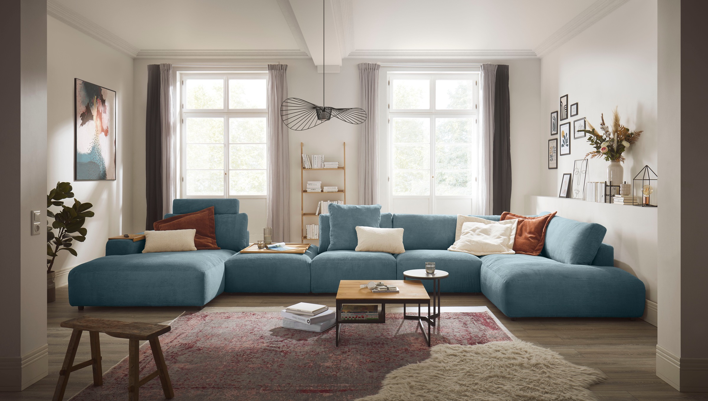 Musterring Wohnlandschaft »Lucia U-Form«, Cord-Bezug, inklusive Kopfstütze, Gesamtbreite 524 cm