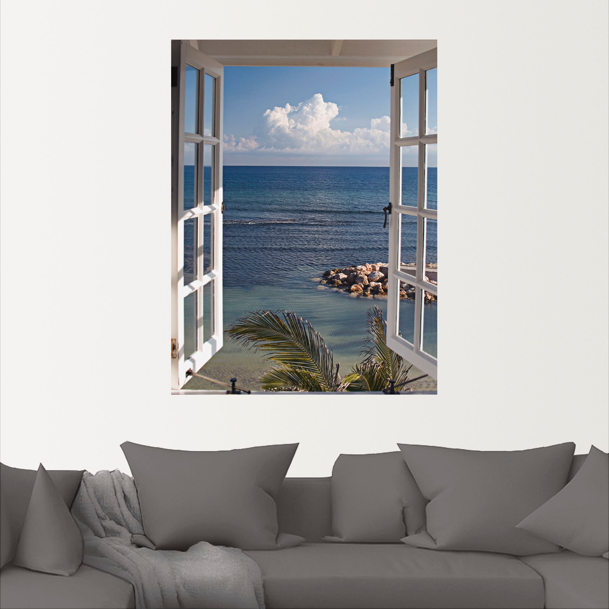 Artland Wandbild »Fenster zum Paradies«, Fensterblick, (1 St.), als Alubild, Outdoorbild, Leinwandbild, Poster, Wandaufkleber