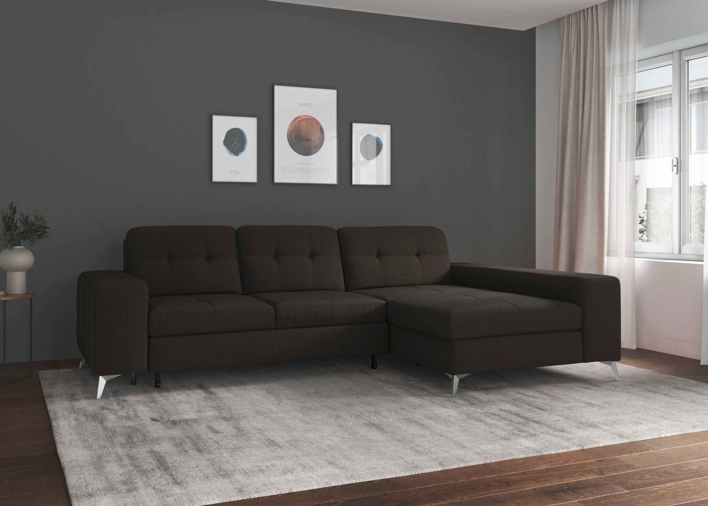 sit&more Ecksofa »Baviene L-Form«, inklusive Sitztiefenverstellung und Federkern, wahlweise Bettfunktion