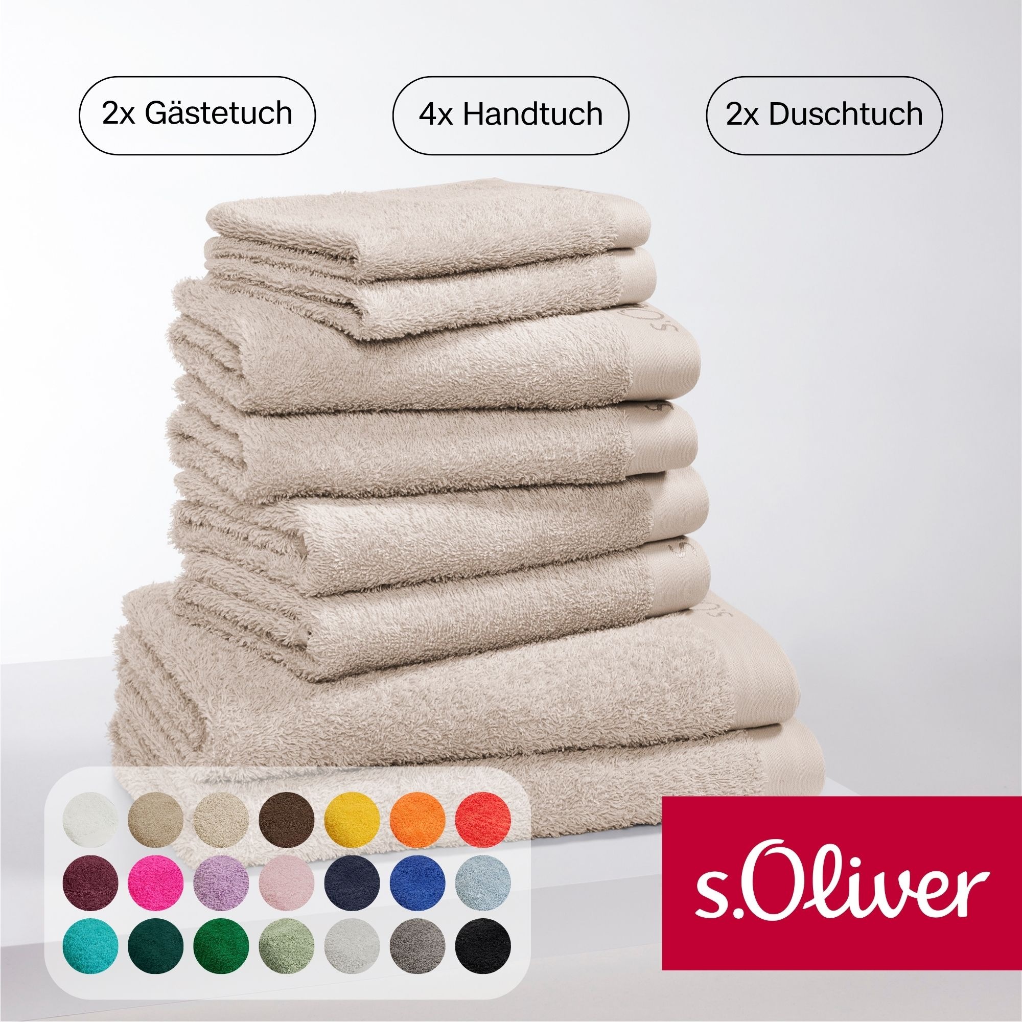 s.Oliver Handtuch Set »s.Oliver, Premium Qualität, 600 gr/m²«, (Set, 8 St., 2 Gästetücher 30x50 cm-4 Handtücher 50x100 cm-2 Duschtücher 70x140 cm), 2 Gästetücher 30x50, 4 Handtücher 50x100, 2 Duschtücher 70x140
