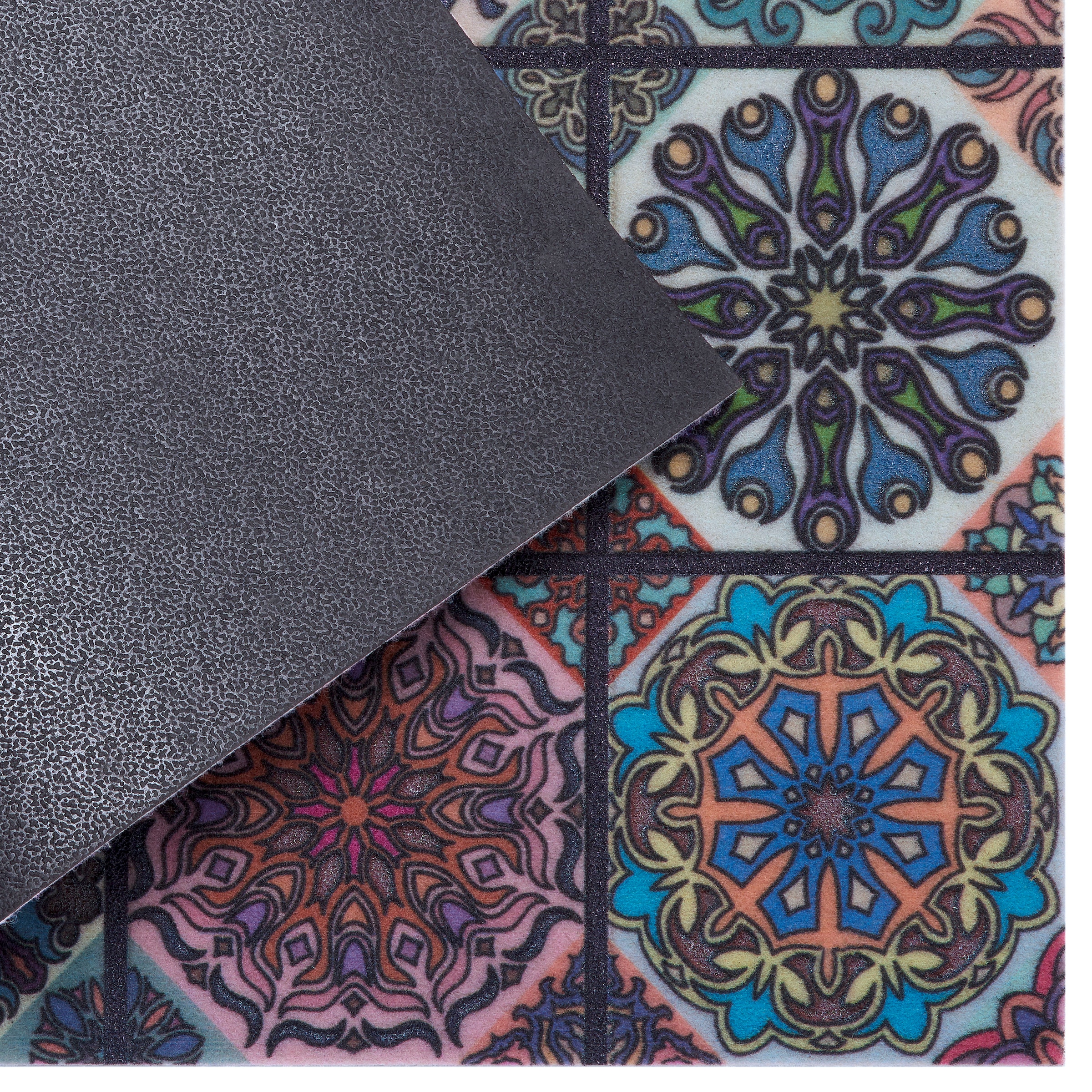 Home affaire Fußmatte »Mandala klein«, rechteckig, mit Spruch, Kachel-Design, Rutschfest, Kräftige Farben