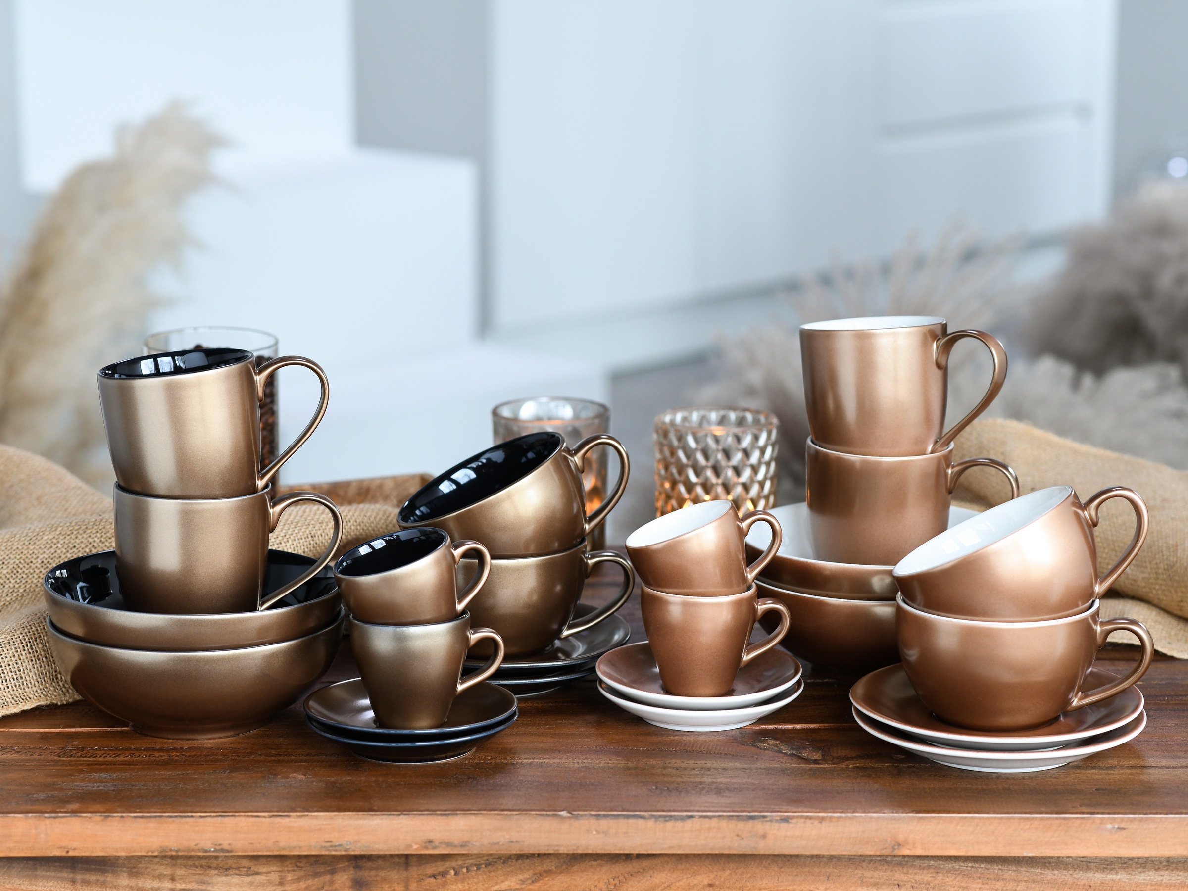 CreaTable Müslischale »Golden Days« 2 Stk. aus Steinzeug 16 cm, Spezialglasur