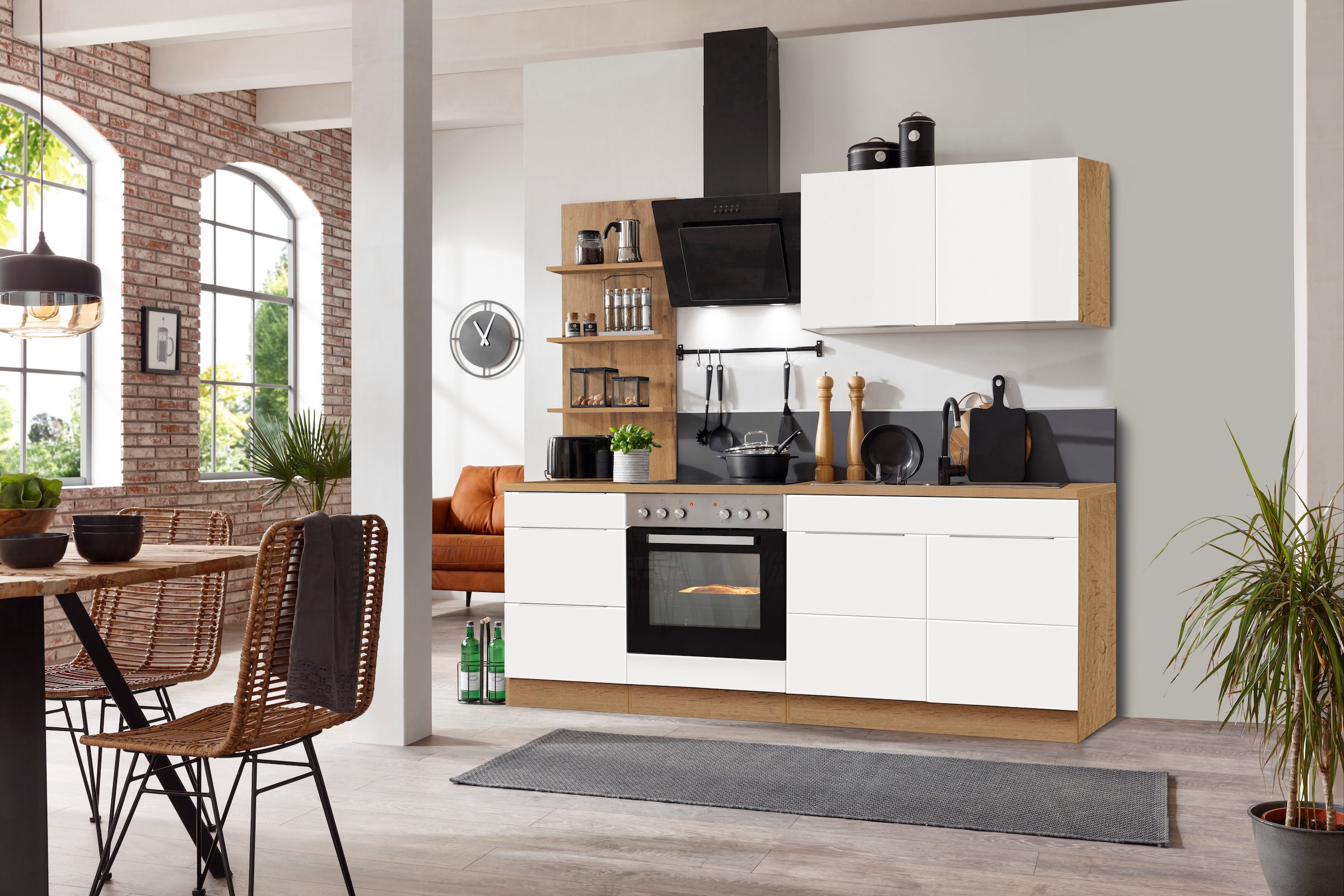 KOCHSTATION Küchenzeile »KS-Brindisi« Breite 210 cm, wahlweise mit E-Geräte günstig online kaufen