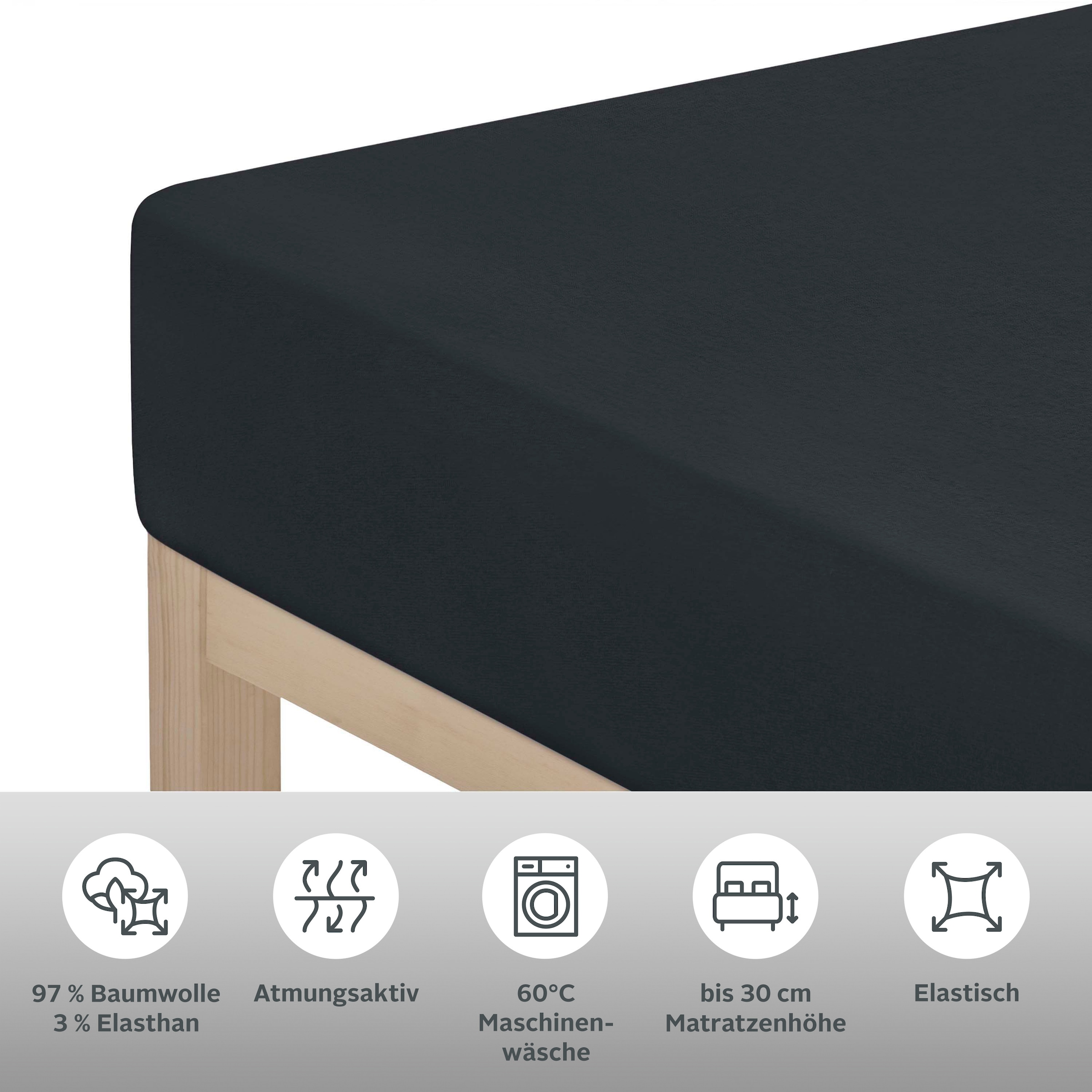 OTTO home Spannbettlaken »SOUCY aus Baumwolle mit Elasthan, 160 g/m²« Premium Bettlaken für Matratzen bis 30 cm Höhe, optimale Passform