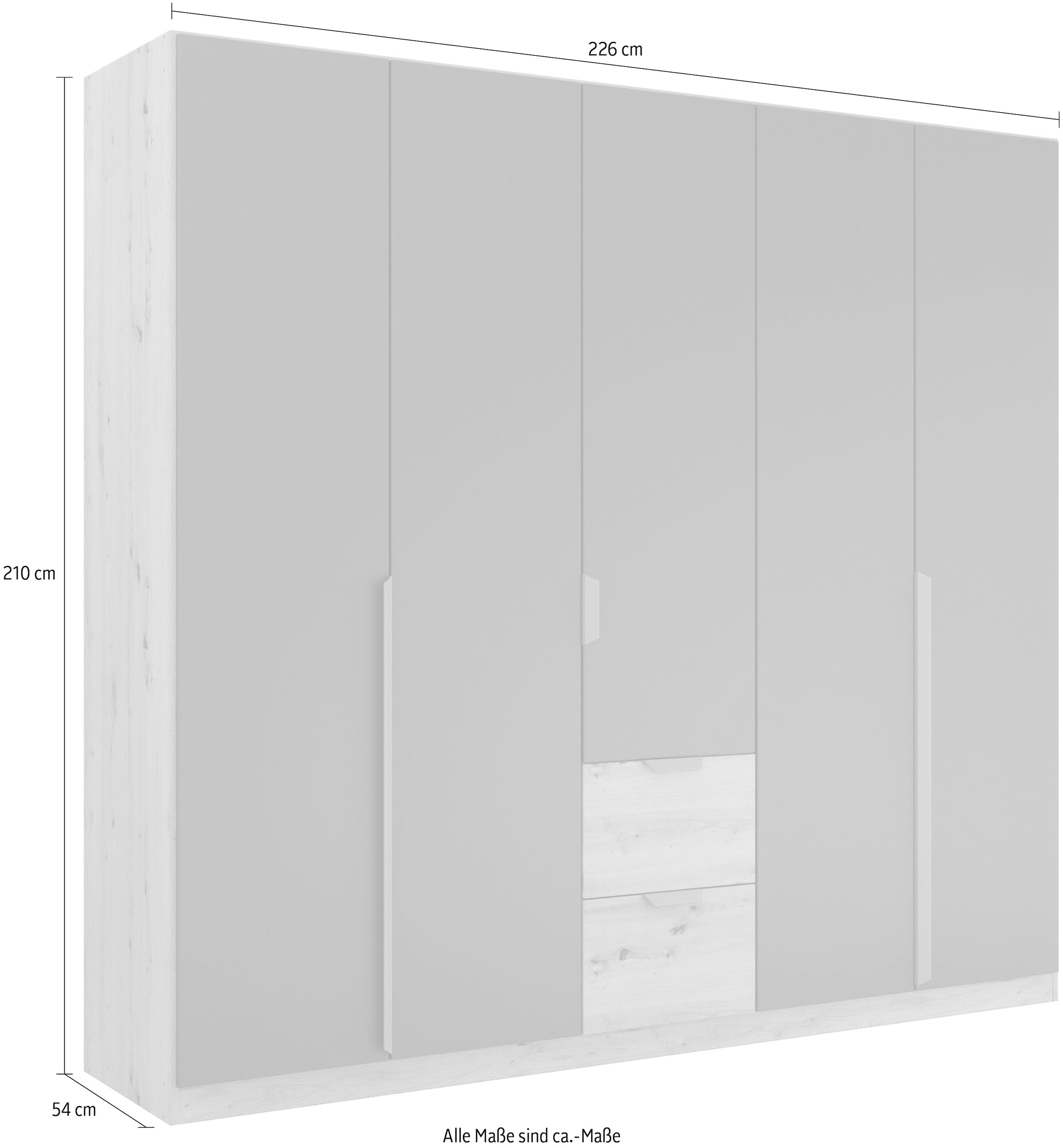 rauch Drehtürenschrank »Kleiderschrank Schrank Garderobe Ankleide DARK&WOOD BY QUADRA SPIN« Breiten: 181/226/271 cm, Höhe 210 cm,  im Industrial Style mit Metallgriffstangen