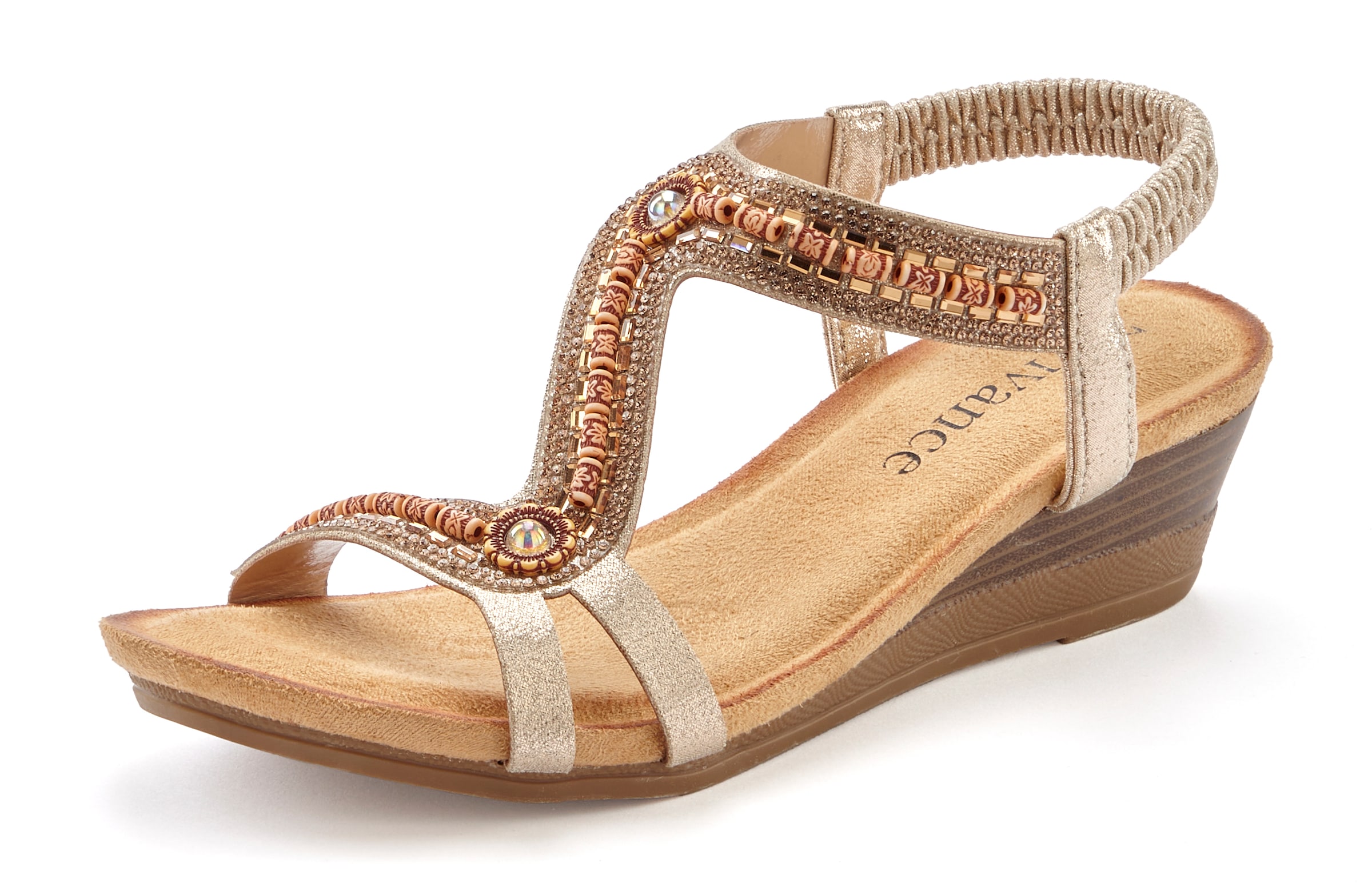 Vivance Sandalette »Sommerschuh«, Sandale, Sommerschuh mit Glitzerdetails und elastischem Riemchen VEGAN