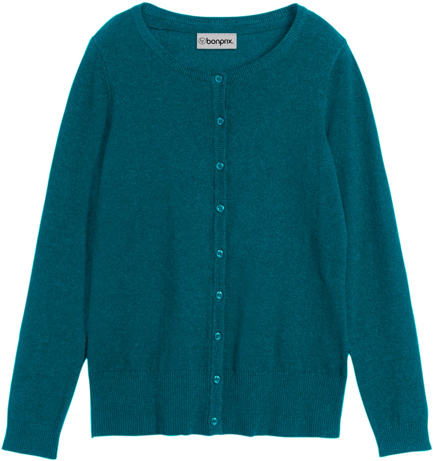 bonprix Strickjacke gerade Passform, unifarben, aus Baumwollmischung, mit Knopfleiste