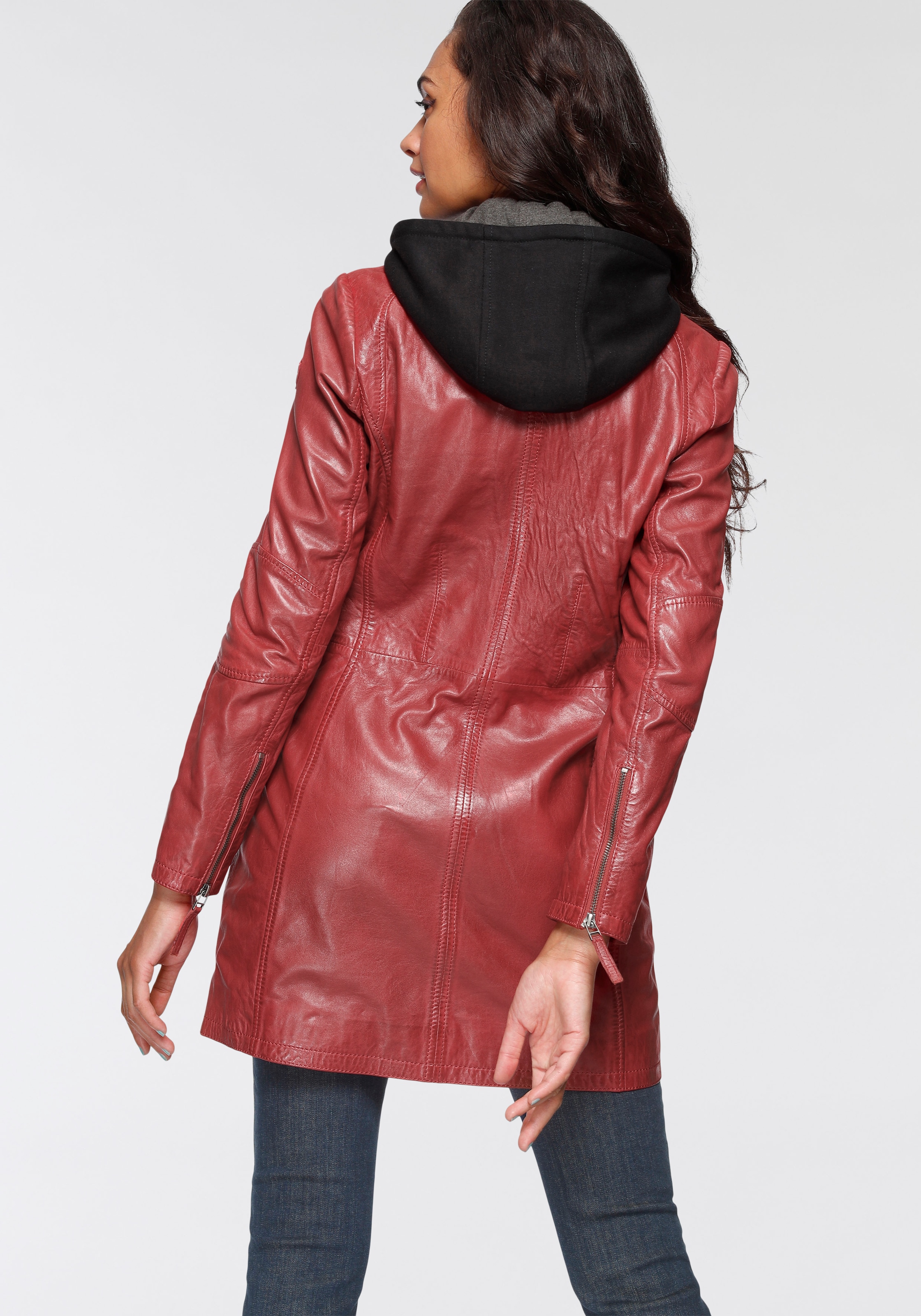 Mauritius Ledermantel »Bente«, 2-in-1-Lederjacke mit abnehmbarem Kapuzen-Inlay aus Jerseyqualität