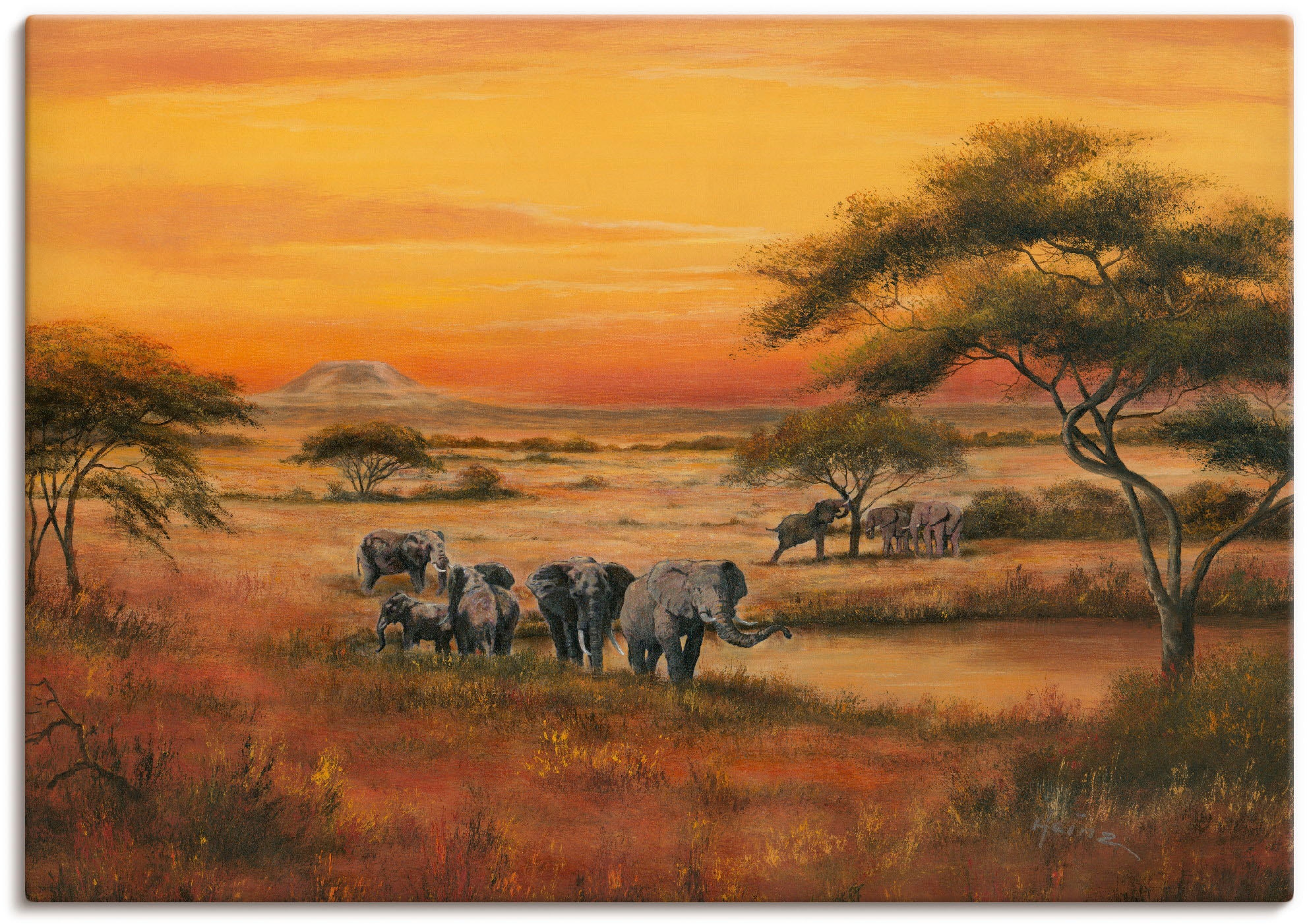 Artland Wandbild »Afrika Elefanten«, Afrika, (1 St.), als Alubild, Outdoorb günstig online kaufen