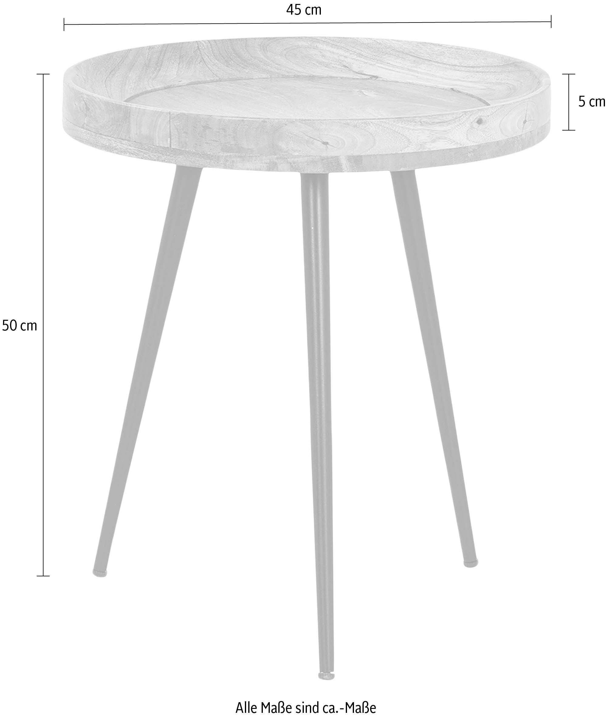 byLIVING Beistelltisch »Ava«, Massive runde Tischplatte, Durchmesser 38 oder 45 cm