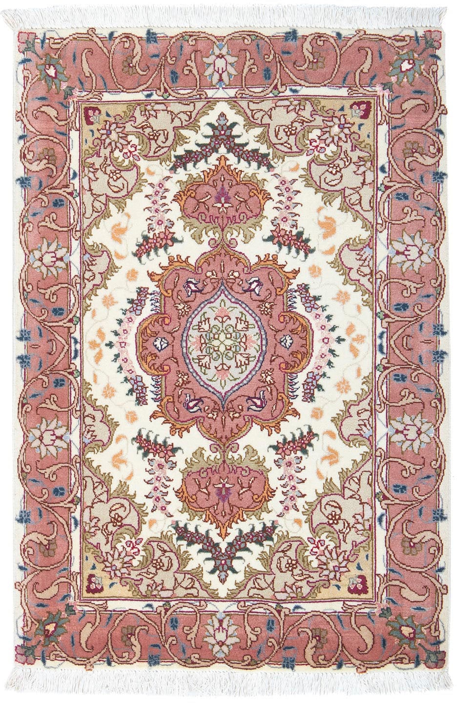 morgenland Wollteppich »Täbriz - 50 Raj Blumenmuster Beige 84 x 59 cm«, rec günstig online kaufen