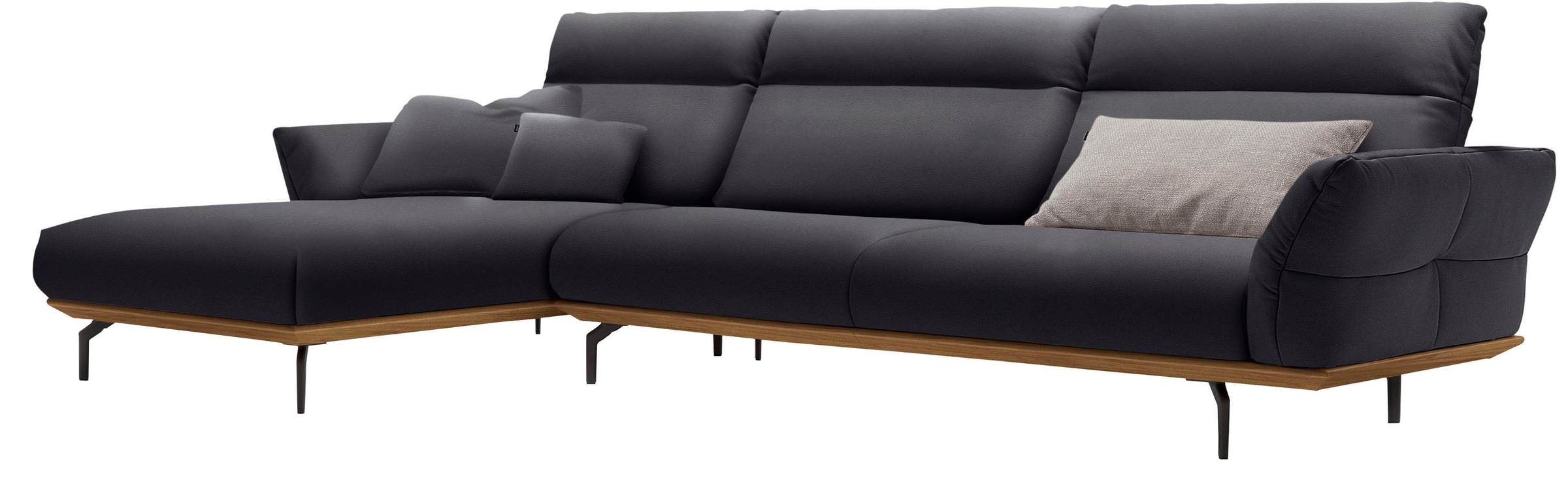 Creation BY ROLF BENZ Ecksofa »CR.460«, Sockel in Nussbaum, Winkelfüße in Umbragrau, Breite 338 cm