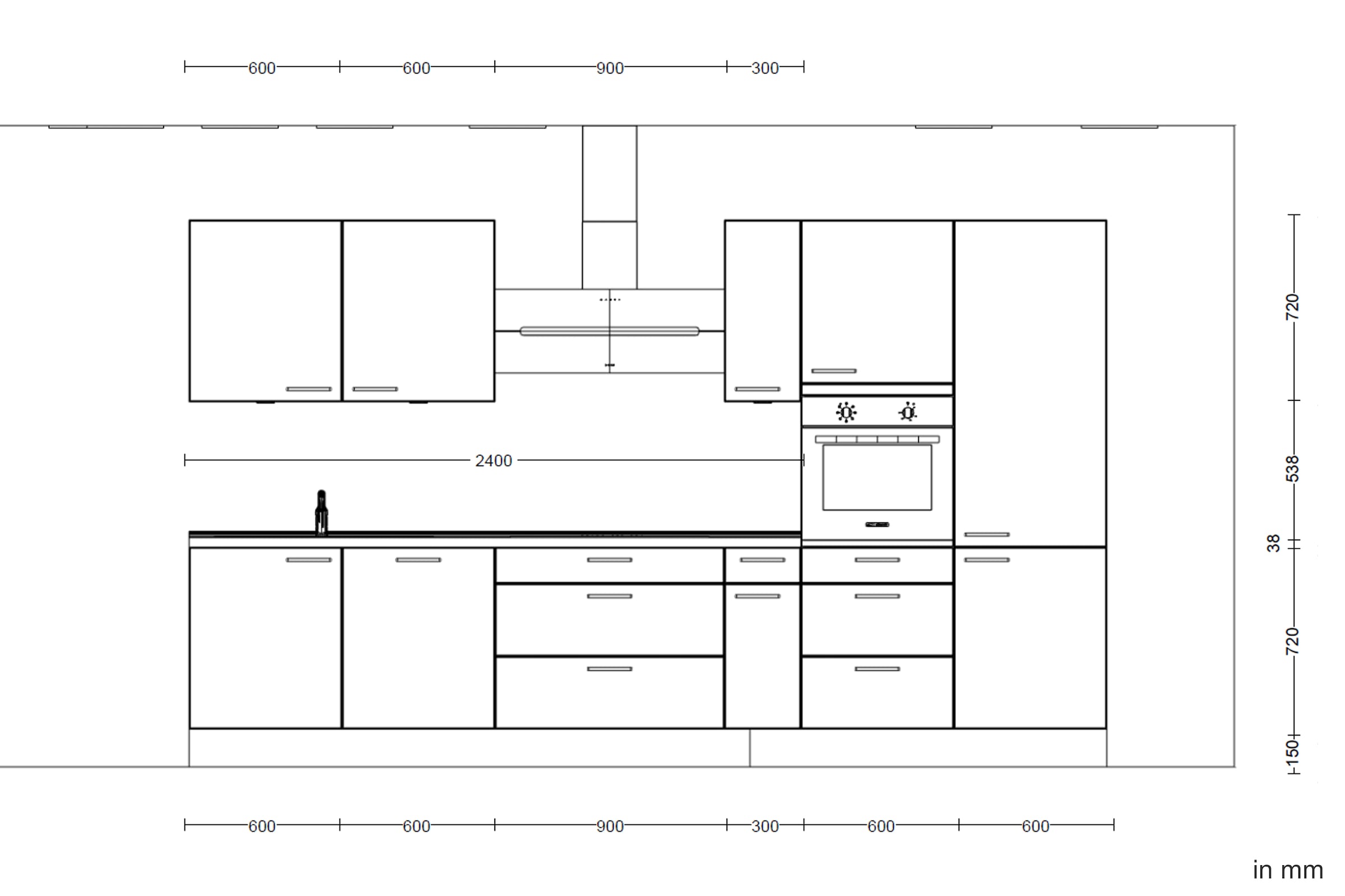 nobilia® Küchenzeile »"Cascada II"«, vormontiert, Breite 360 cm, Ausrichtung wählbar, wahlw. mit E-Geräten