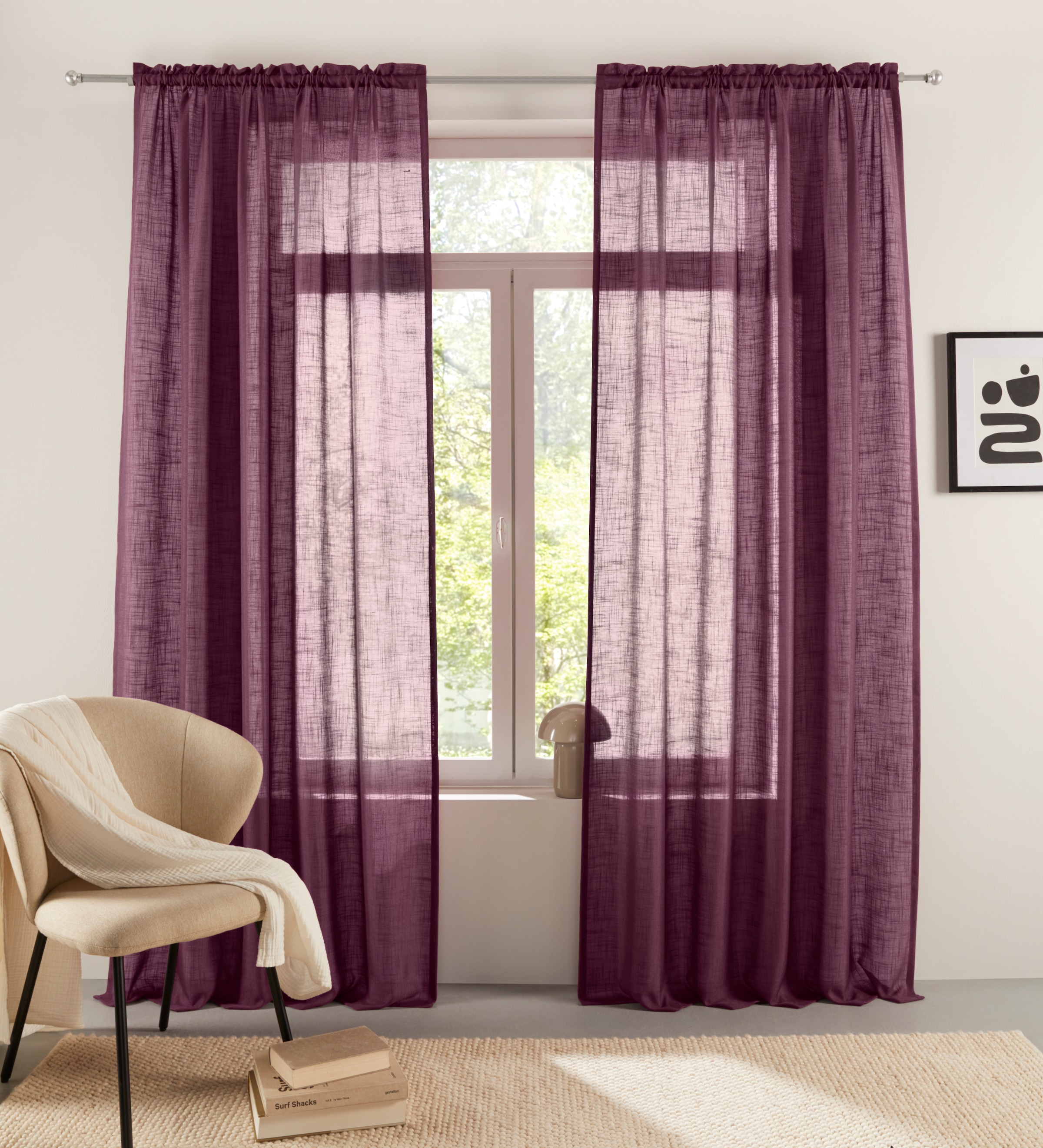 LeGer Home by Lena Gercke Gardine »Marusha«, (1 St.), 1 Schal, Leinenoptik, günstig online kaufen